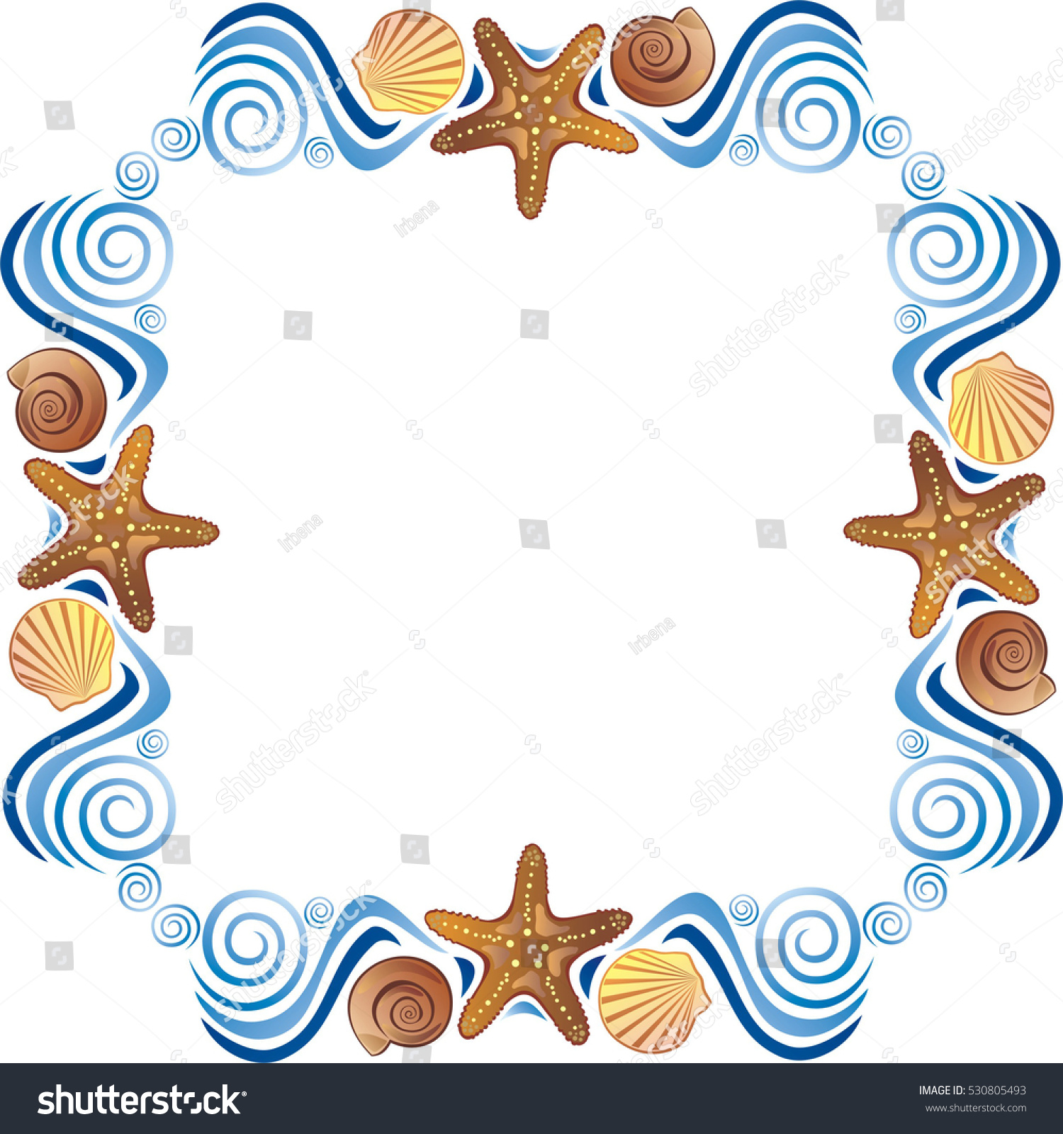 Beautiful Sea Frame Shells Vector Illustration Stock Vector (Royalty ...