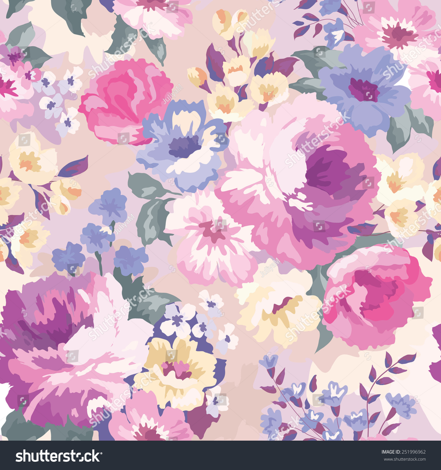 Beautiful Seamless Floral Pattern Watercolor Background Abstract