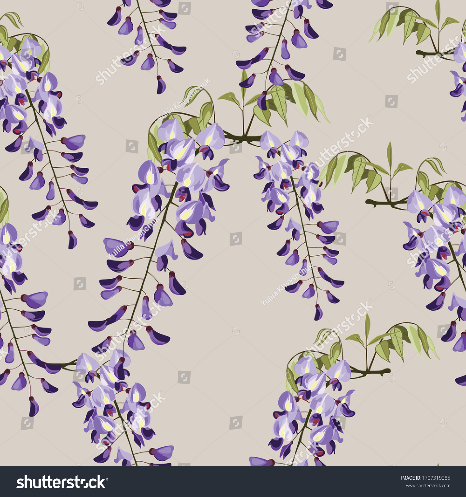SVG of Beautiful seamless floral summer pattern background with japanese exotic flowers, wisteria. Perfect for wallpapers, web page backgrounds, surface textures, textile. Vintage motives. svg