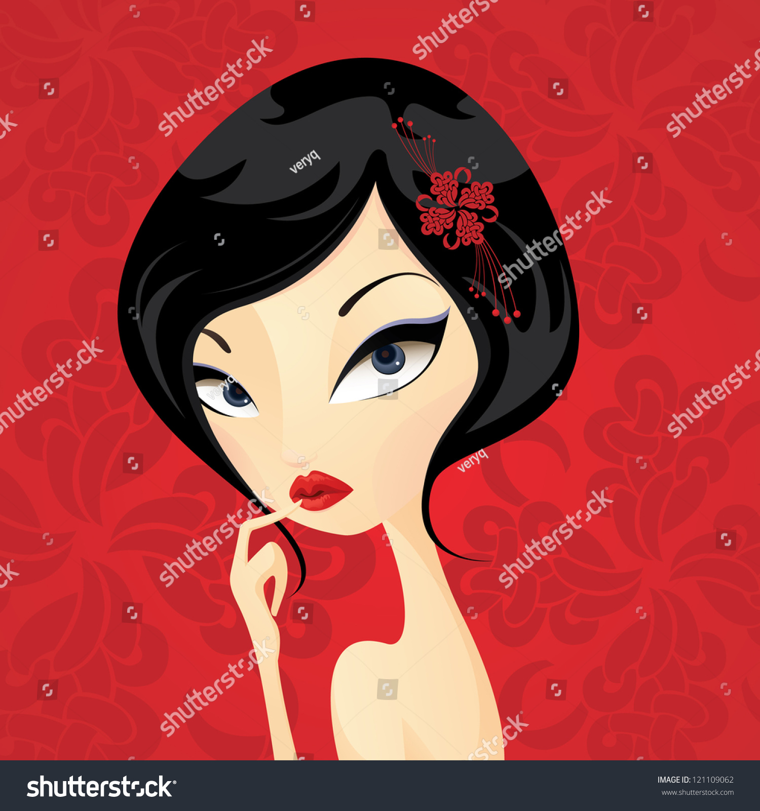 Beautiful Sexy Woman Black Hair Stock Vector Royalty Free 121109062