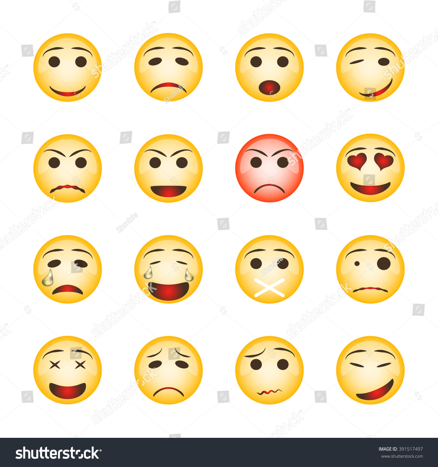 Beautiful Smiley Set Collection Emoji Icons Stock Vector 391517497 ...