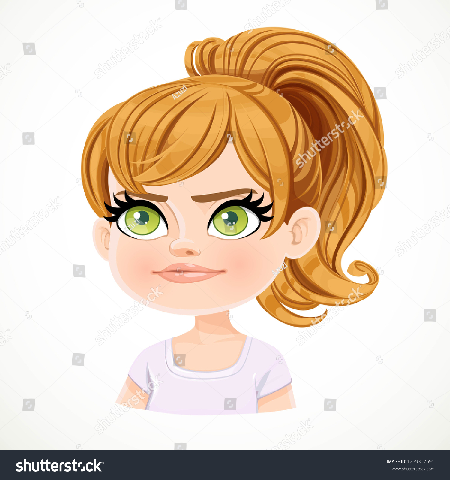 Beautiful Stubborn Cartoon Fairhaired Girl Hair Stock Vector
