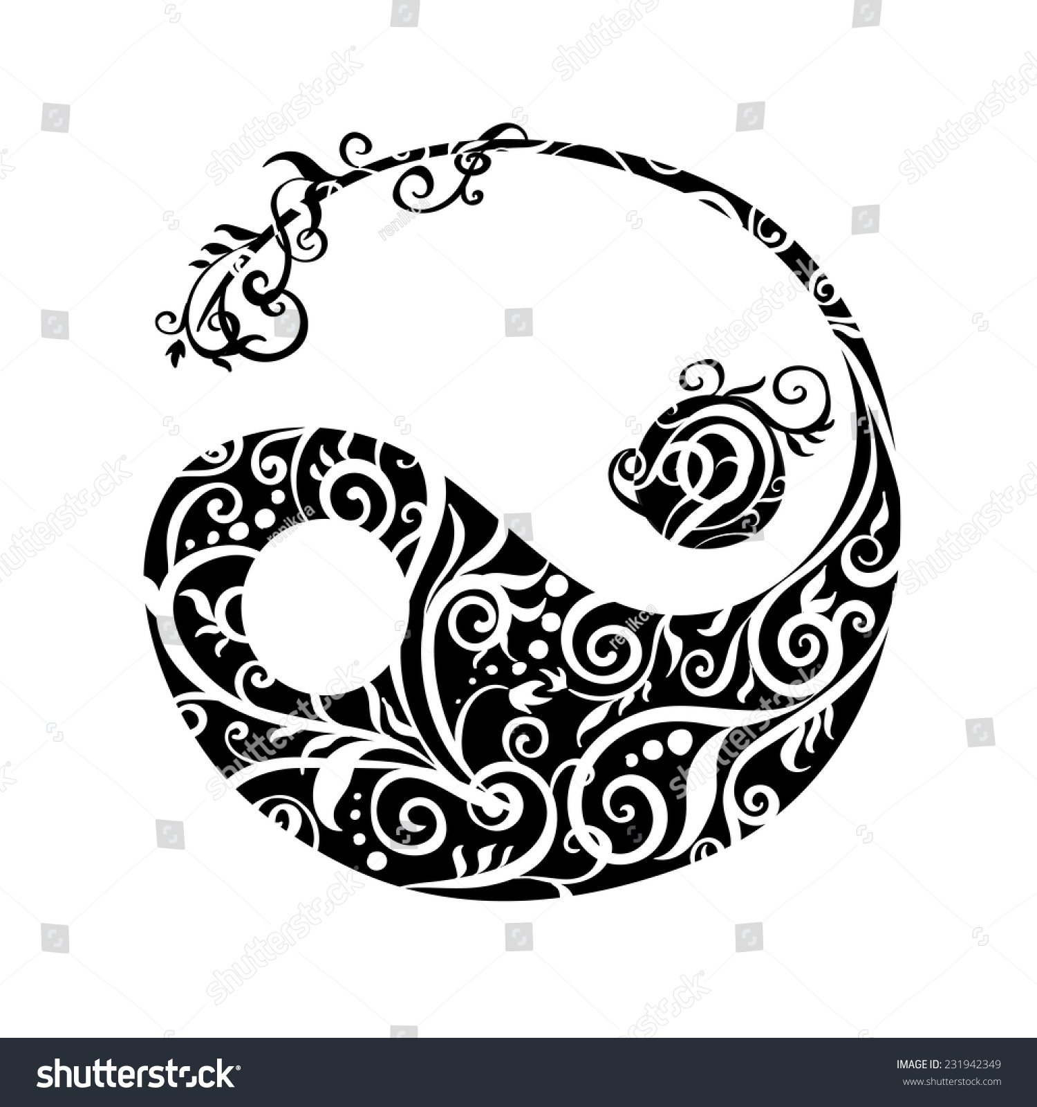 Beautiful Stylized Yin Yang Plant Curled Stock Vector 231942349 ...