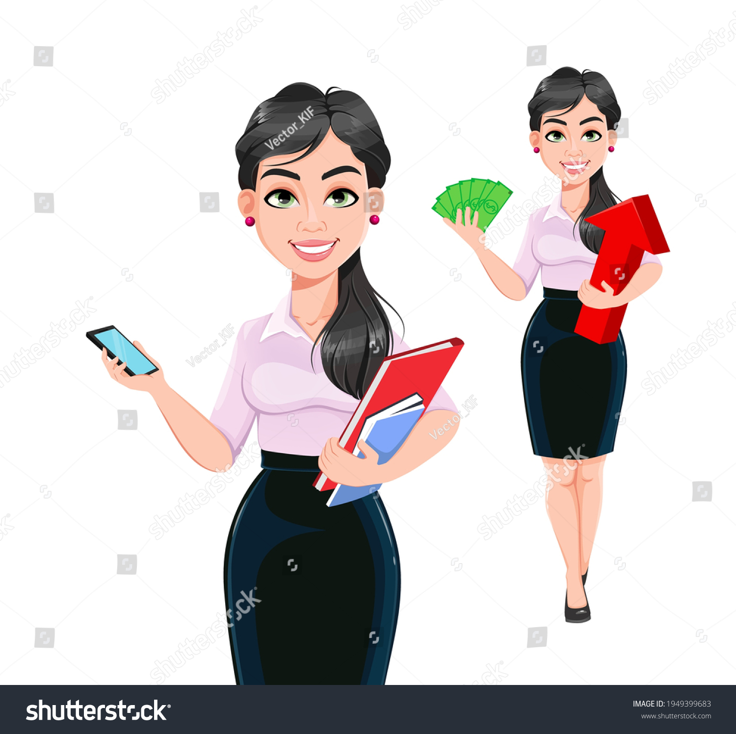 Beautiful Successful Business Woman Cartoon Character Stock Vector ...