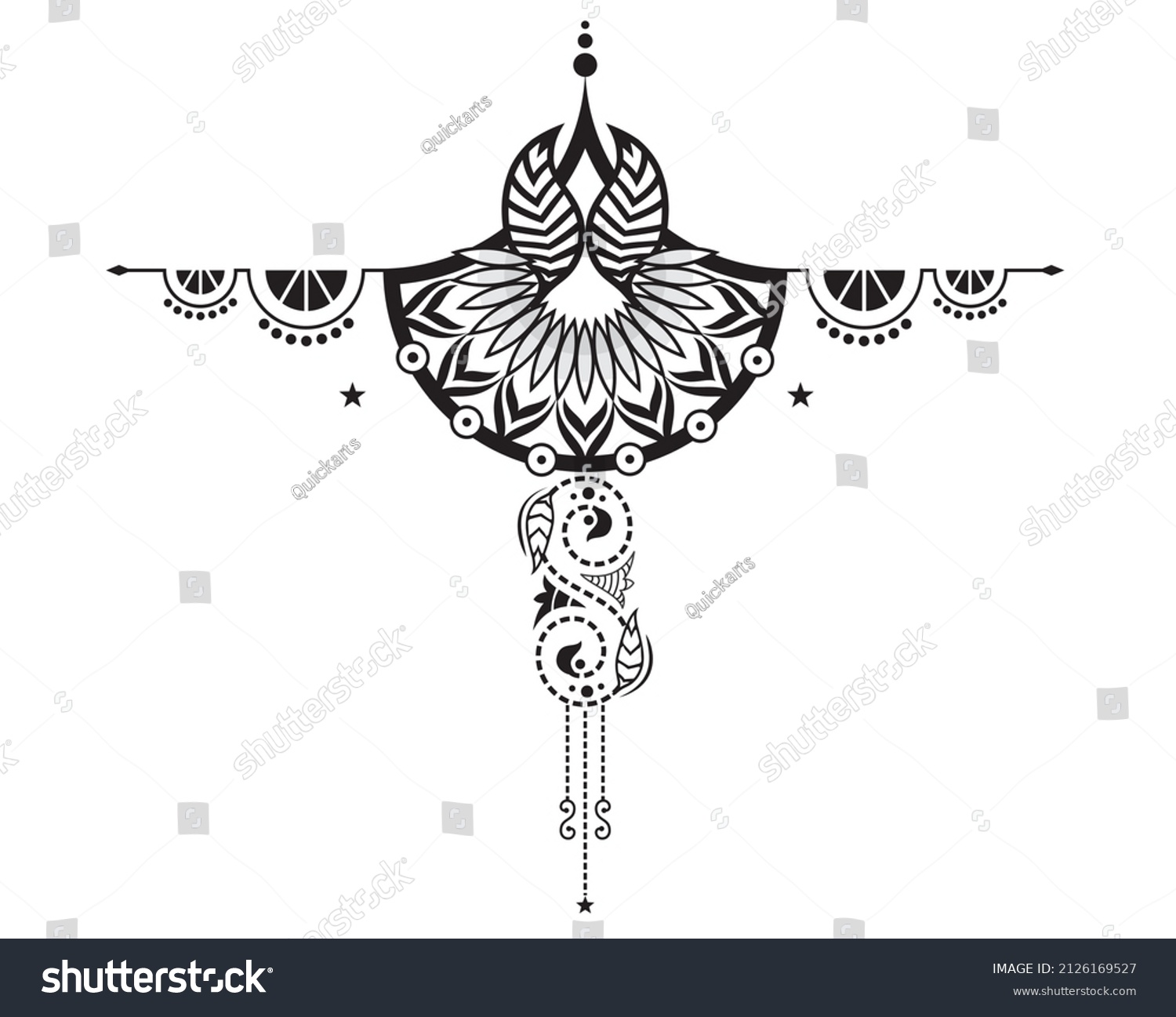 Beautiful Tattoo Design Work Women Chest Stock Vector (Royalty Free ...