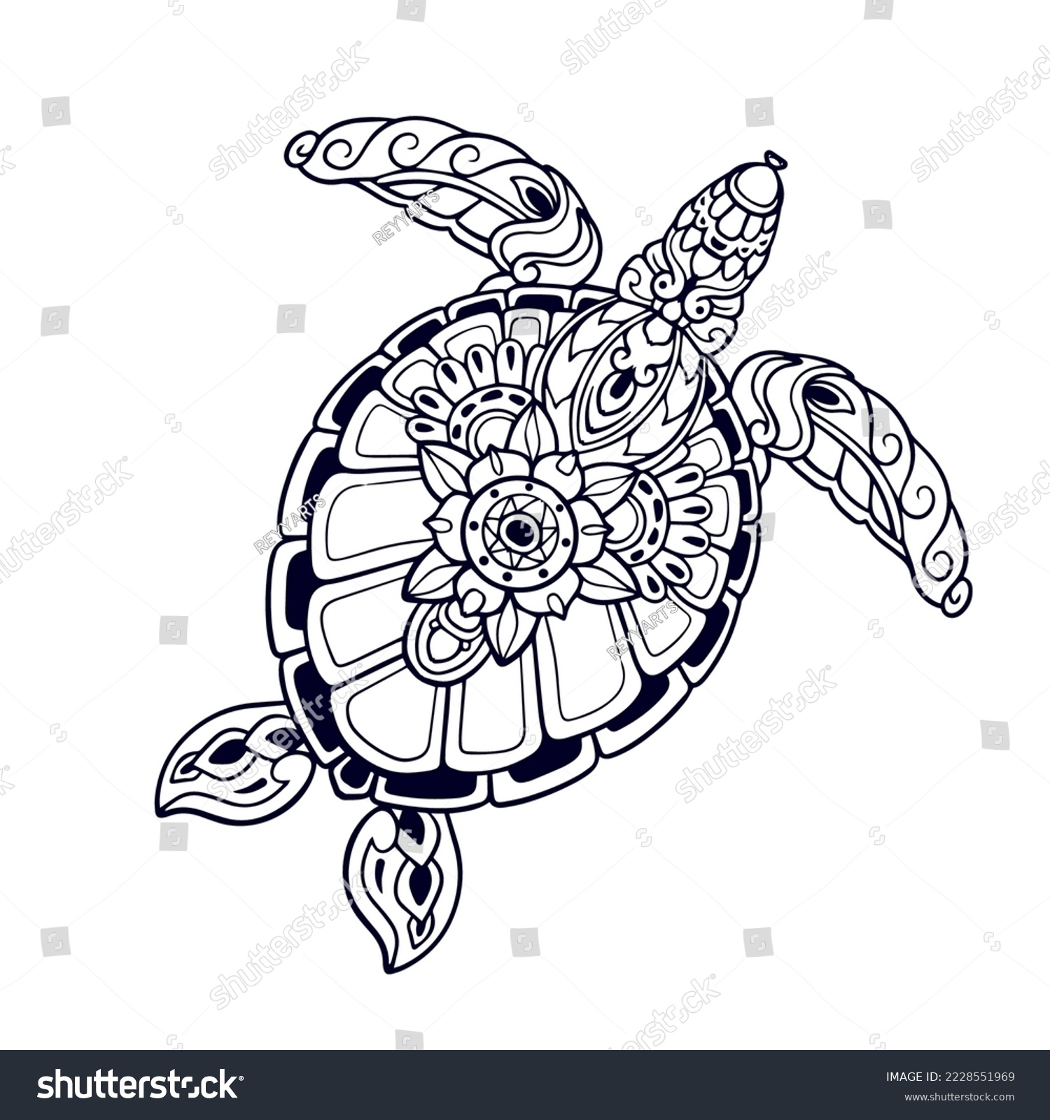 SVG of Beautiful Turtle Mandala arts. isolated on white background. svg