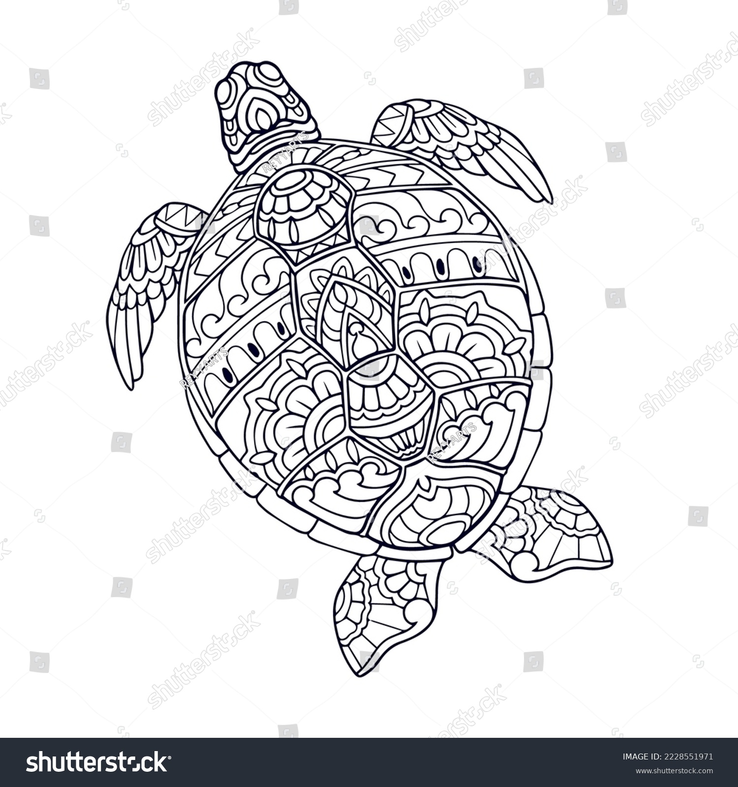 SVG of Beautiful Turtle Mandala arts. isolated on white background. svg