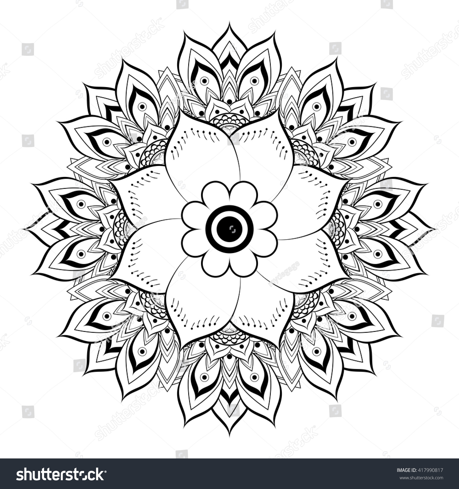 Beautiful Vector Black Mandala Patterned Design Element - 417990817