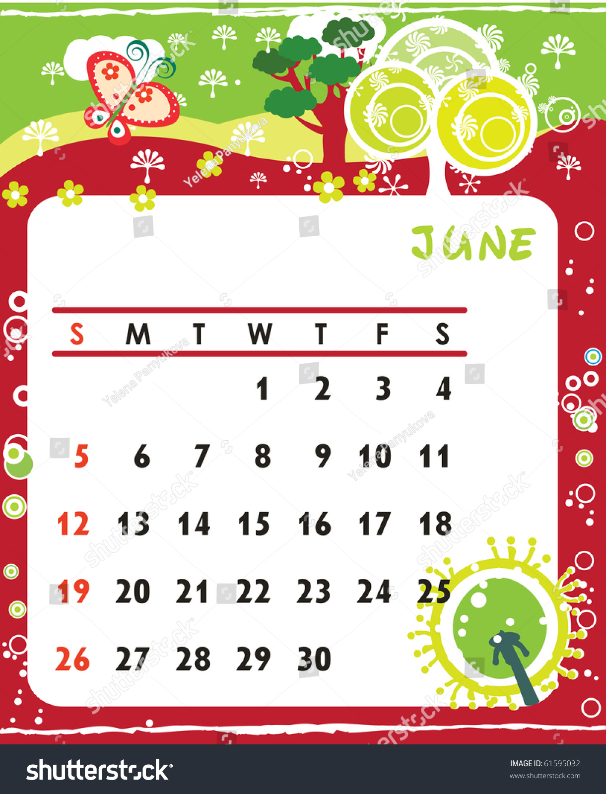 Beautiful Vector Decorative Frame For Calendar - June - 61595032 ...