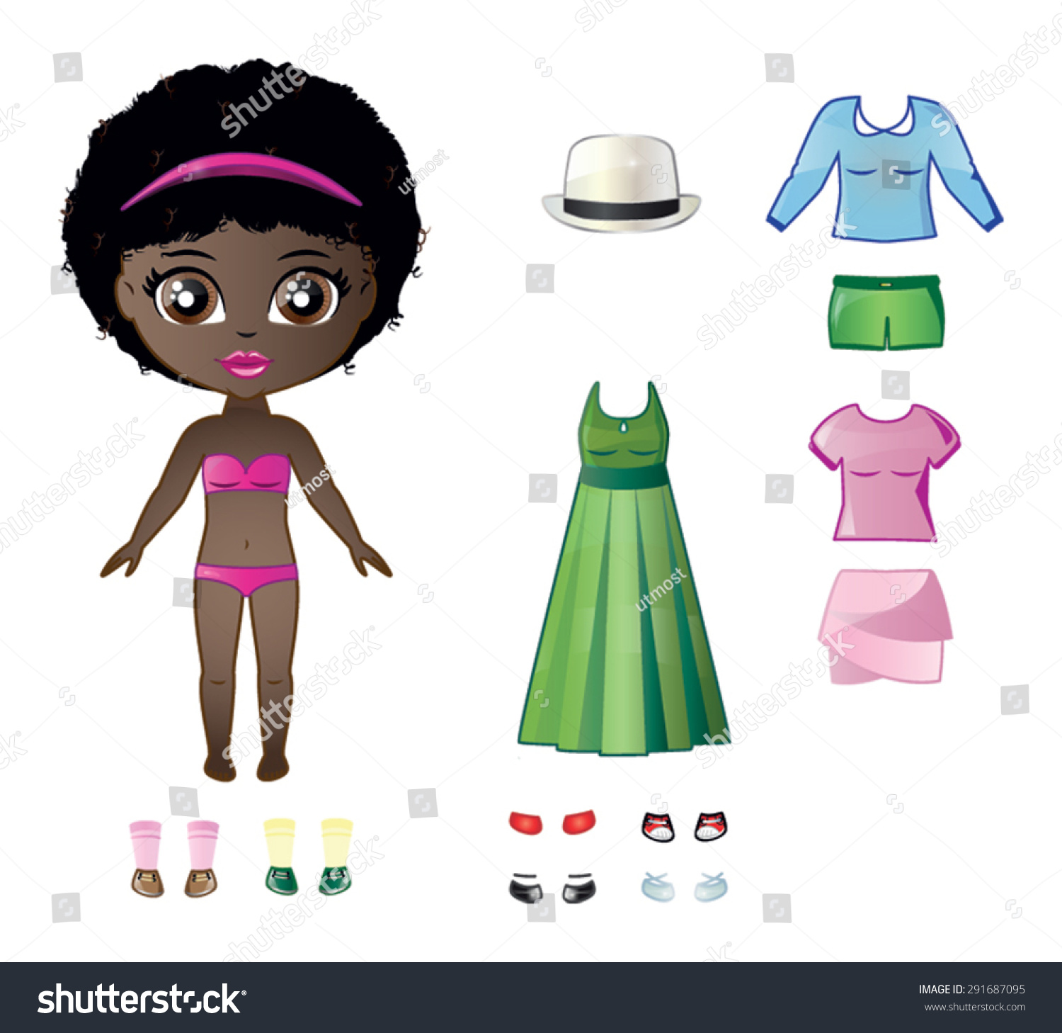 Beautiful Vector Dress Paper Doll Body Stock Vector (royalty Free 