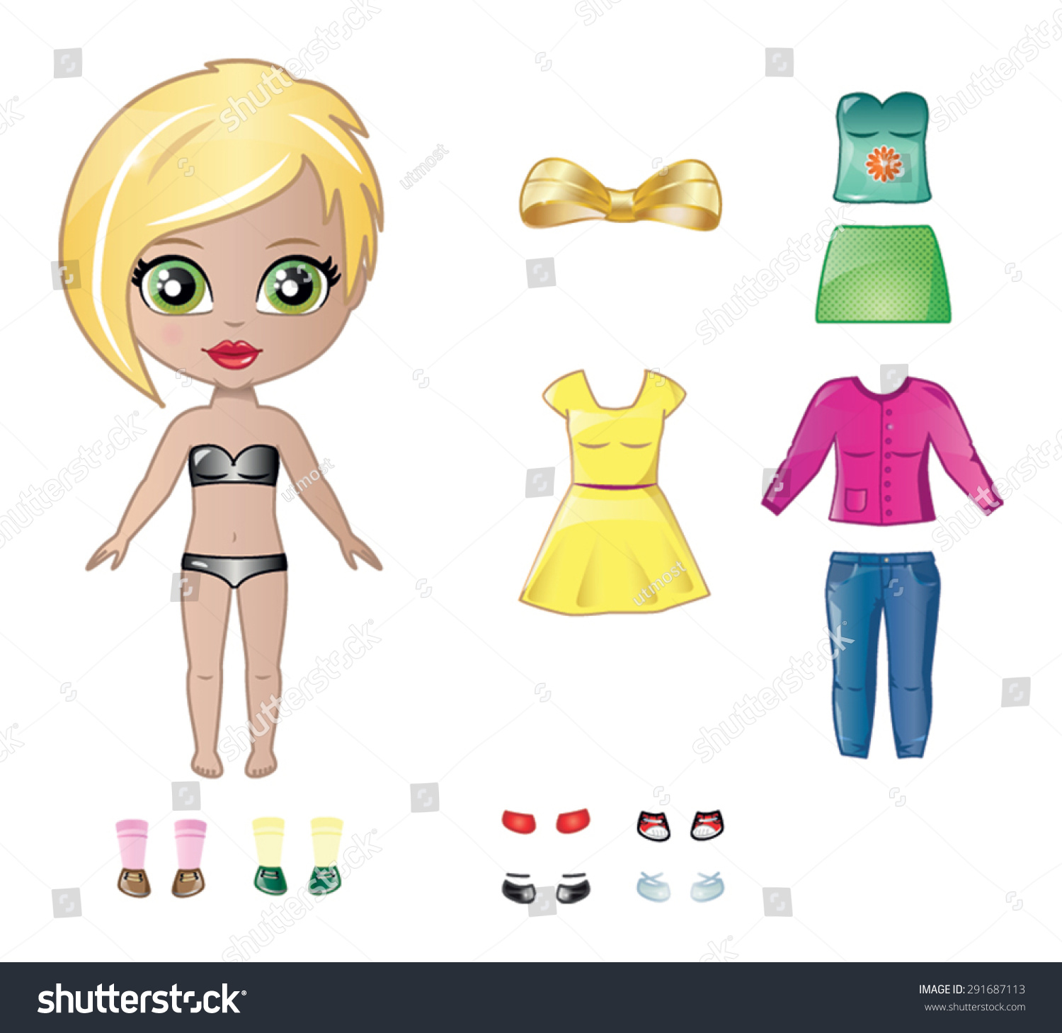 Beautiful Vector Dress Paper Doll Body Stock Vector (Royalty Free ...