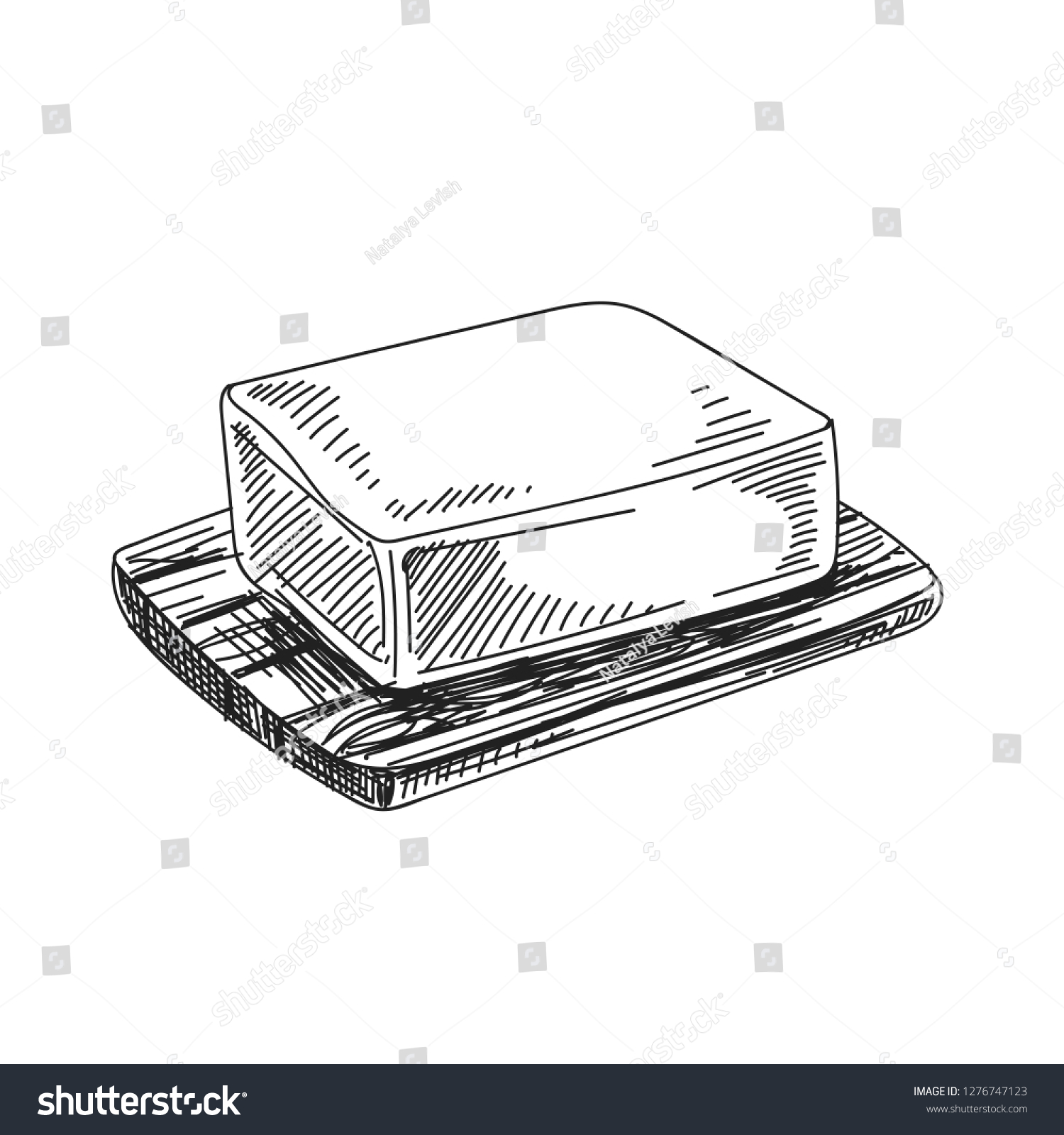 recommend clip art: Beautiful vector hand drawn dairy Illustration. Detailed retro style a piece of butter image. Vintage sketch element for labels, packaging and cards design. Modern background.