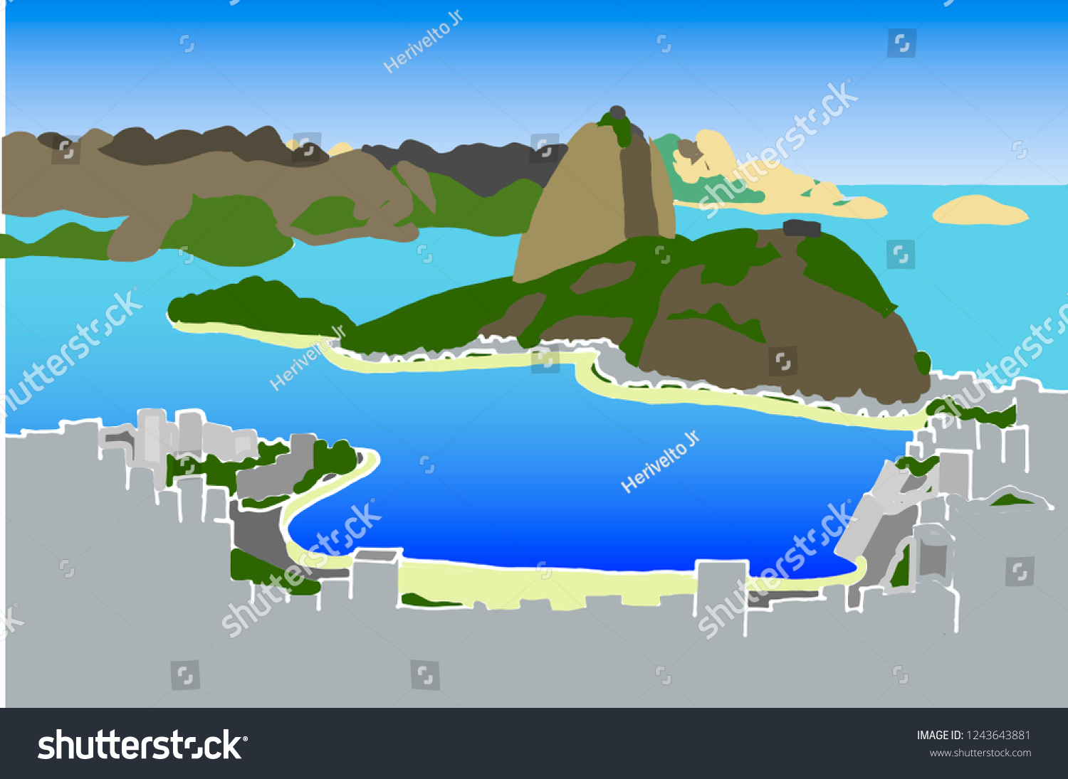 SVG of Beautiful view of the city of Rio de Janeiro, with the Pao de acucar and Guanabara Bay svg