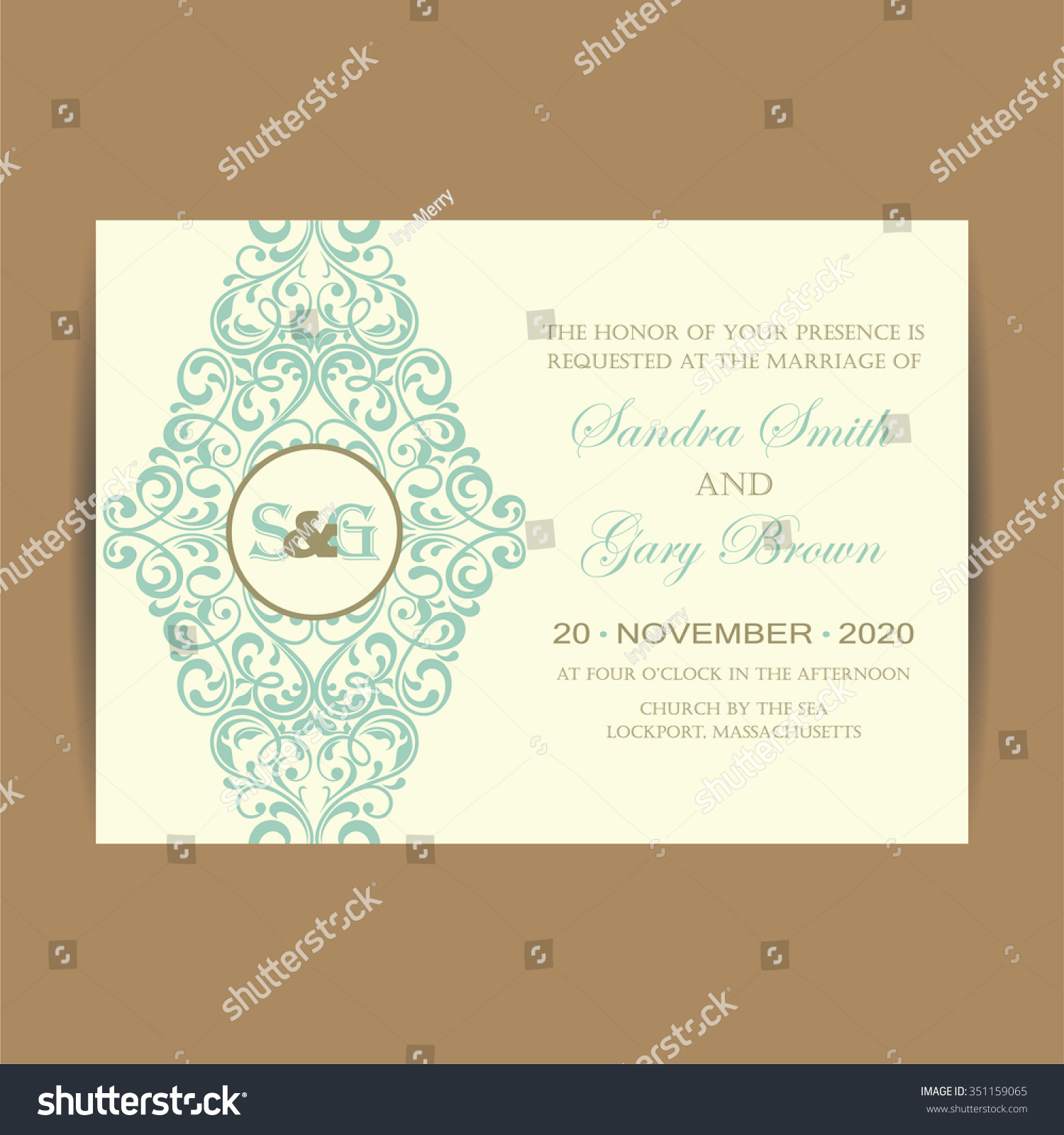 Beautiful Wedding Invitation Card. Stock Vector 351159065 : Shutterstock