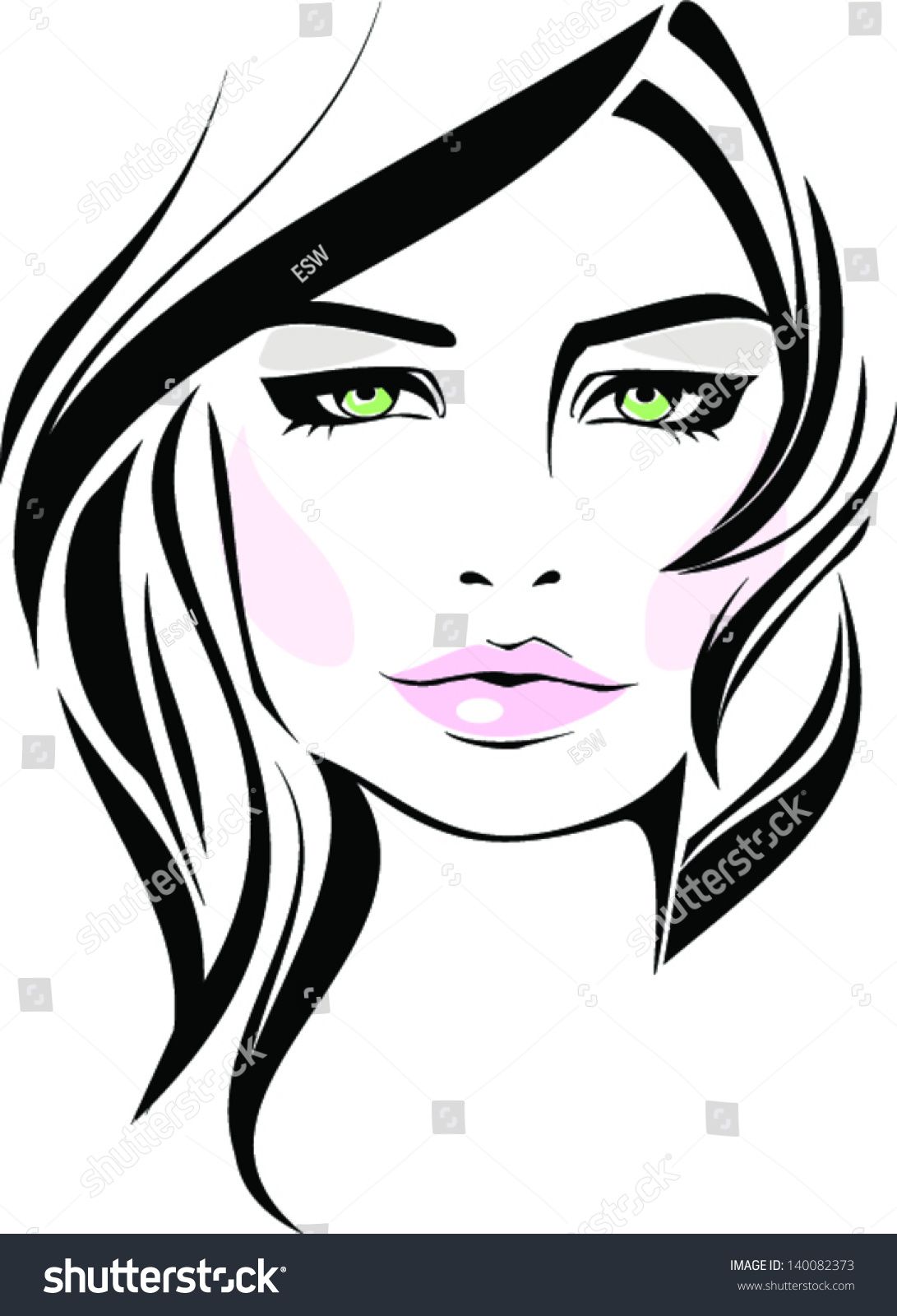 Beautiful Woman Face Makeup Icon Stock Vector 140082373 Shutterstock