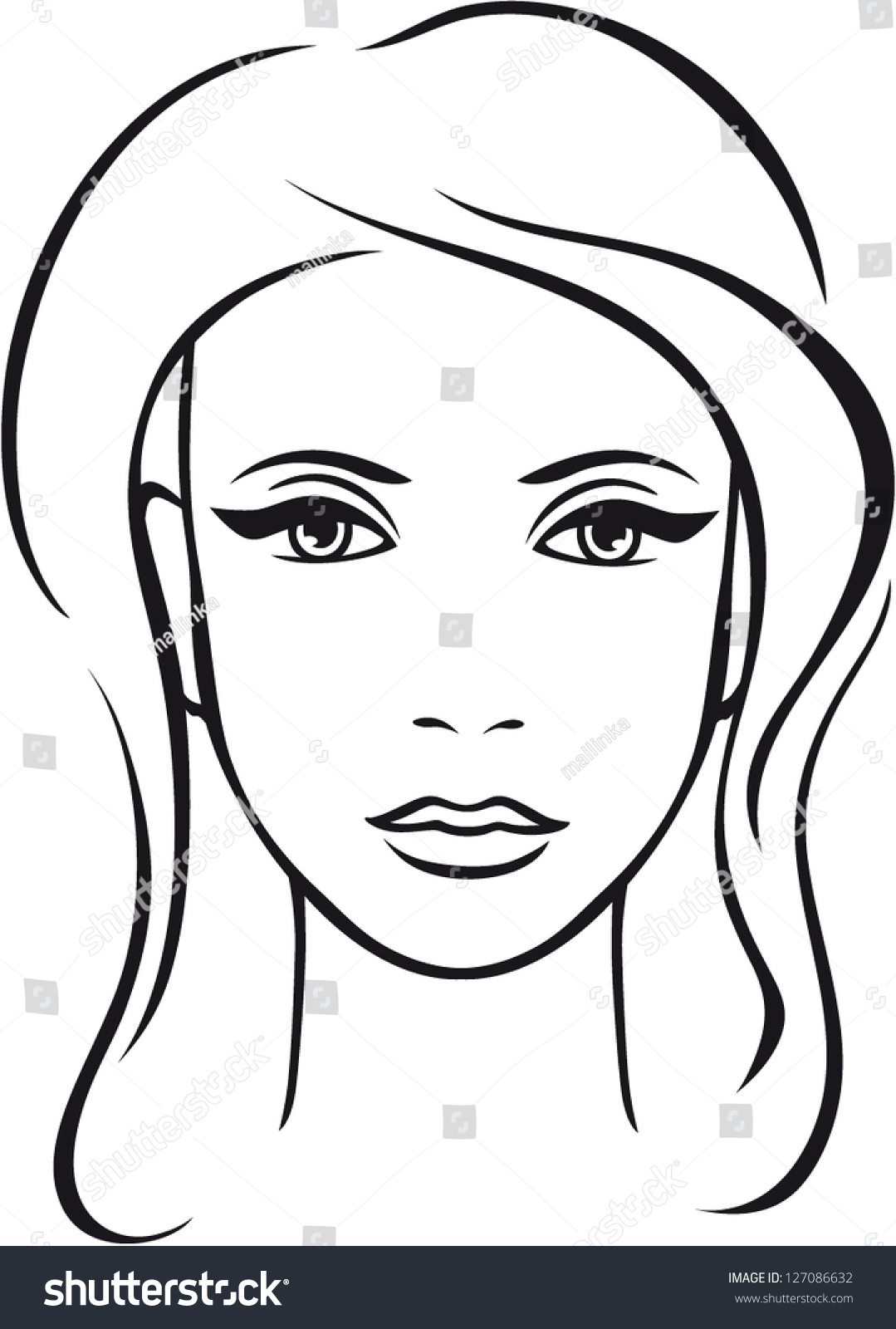Beautiful Woman Face. Vector. - 127086632 : Shutterstock