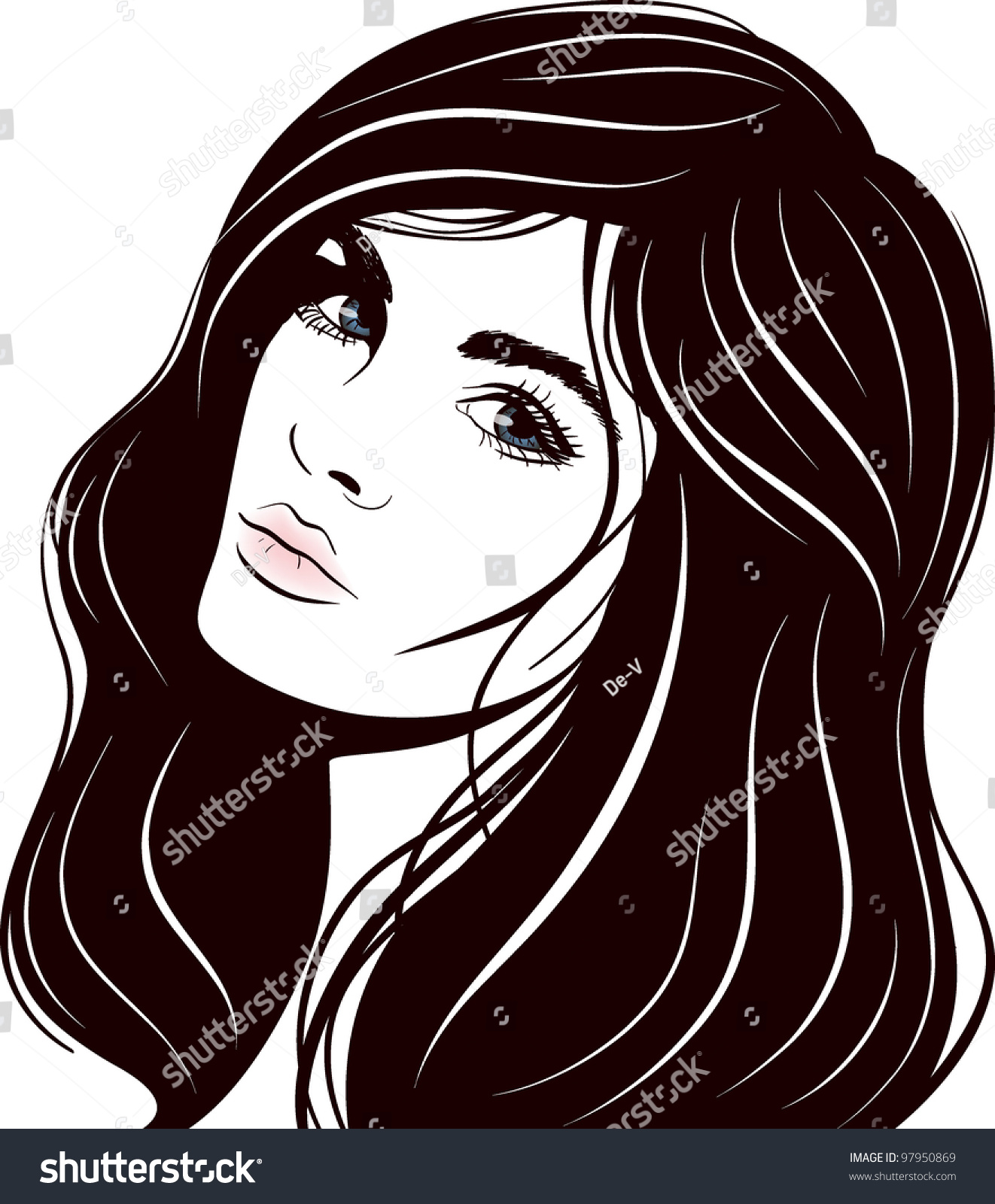 Beautiful Woman Face Vector Illustration Stock Vector 97950869 ...