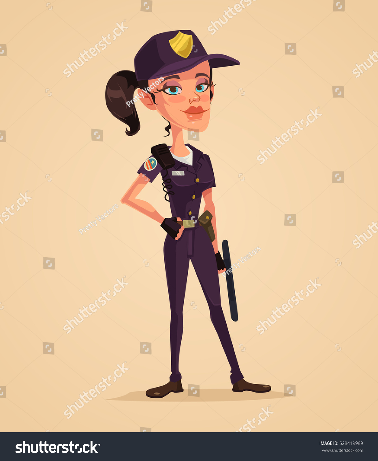Beautiful Woman Police Character Vector Flat Stock Vector Royalty Free 528419989 