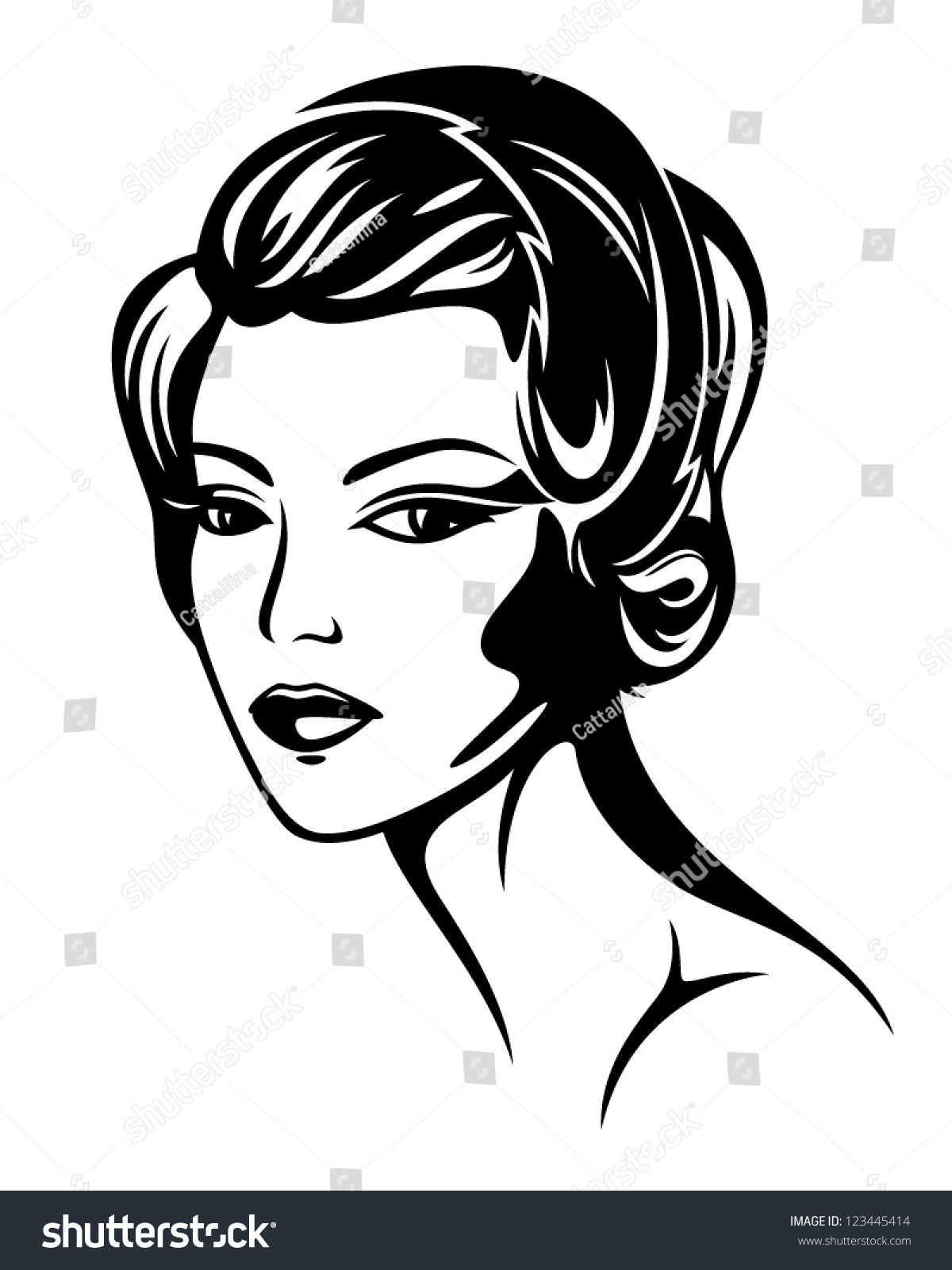 Beautiful Woman - Retro Style Portrait - 1920s Fashion Stock Vector ...