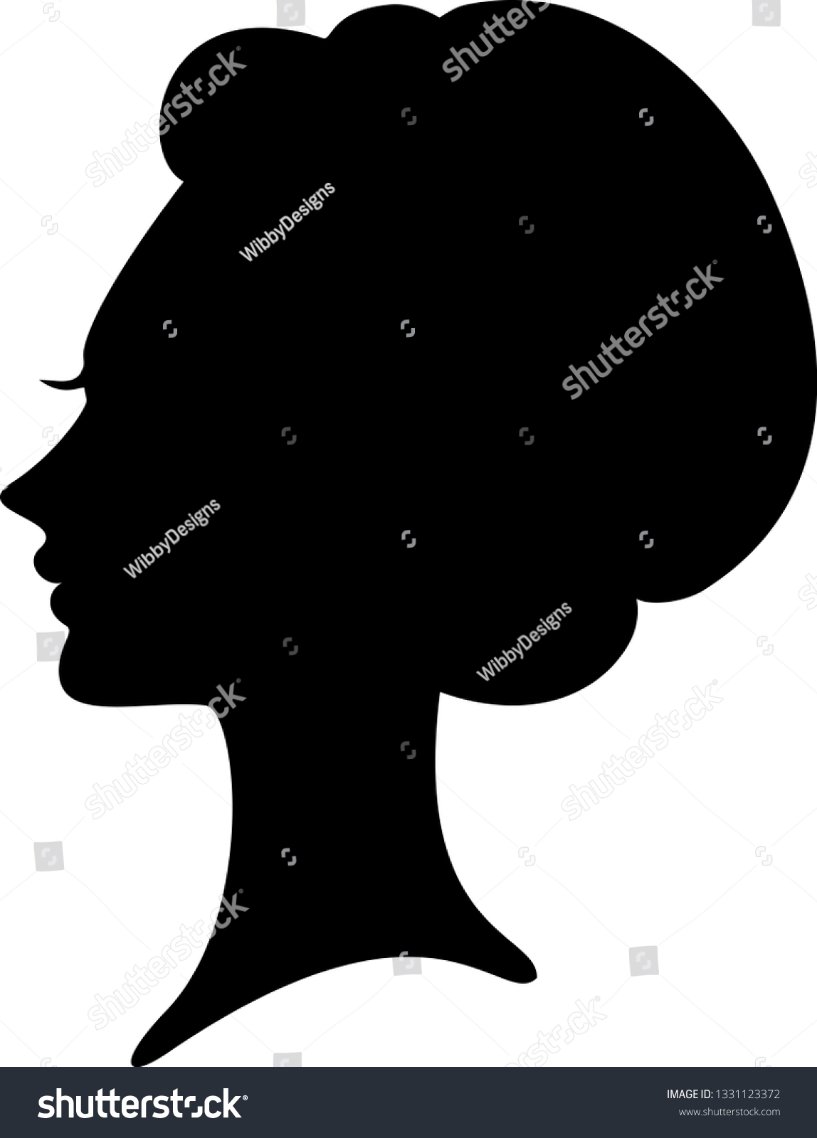 Beautiful Woman Silhouette Updo Hairstyle Profile Stock Vector (Royalty ...