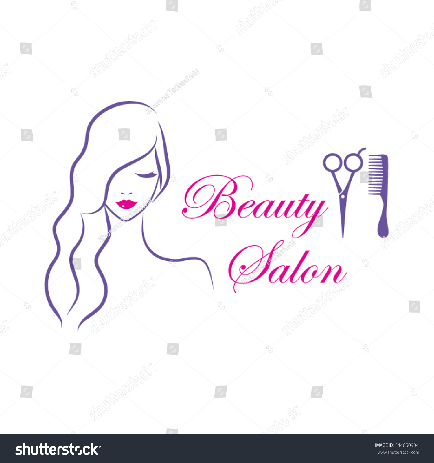 Beautiful Woman Vector Logo Template Hair Stock Vector 344650904 ...