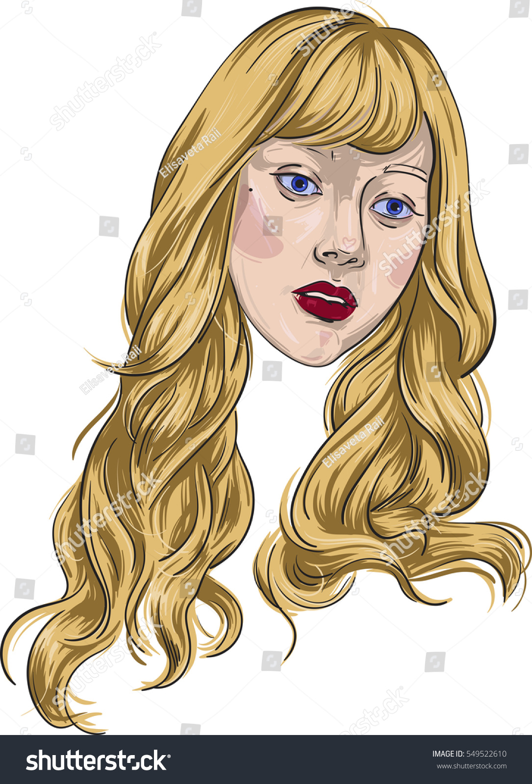 Beautiful Young Fashion Girl Long Curly Stock Vector Royalty Free