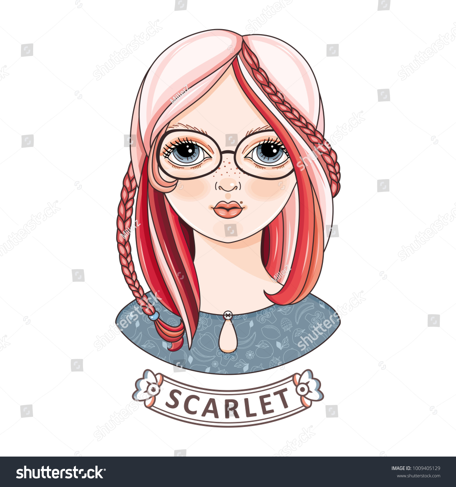 Beautiful Young Girl Portrait Beautiful Young Stock Vector