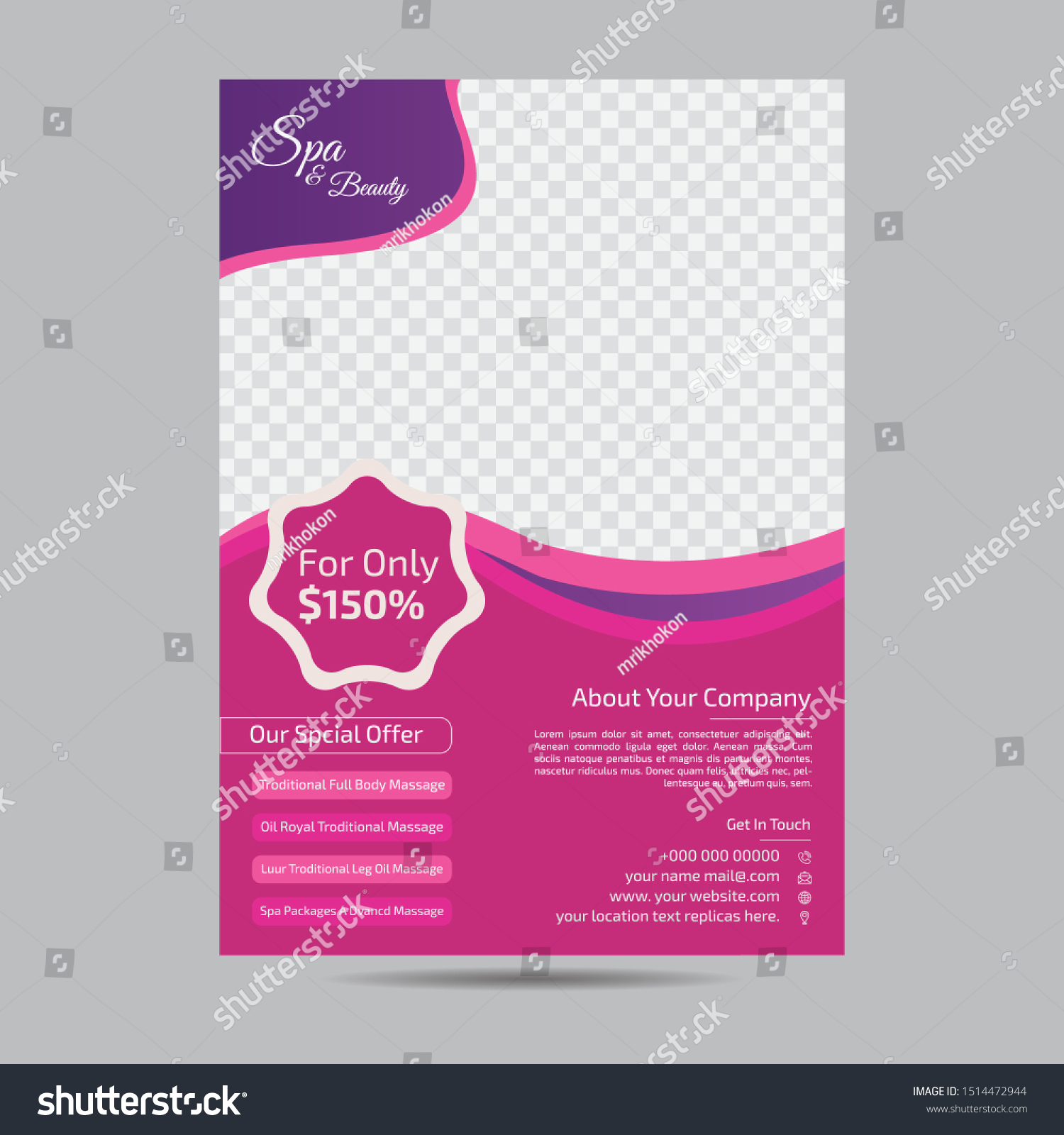 Vector De Stock Libre De Regalias Sobre Beauty Care Spa Flyer Poster Template1514472944