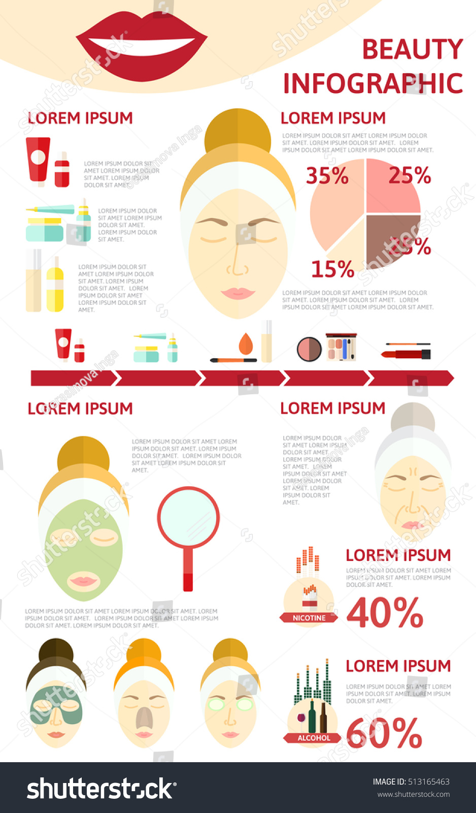 Beauty Infographicskin Care Infographic Set Women Stock Vector Royalty Free