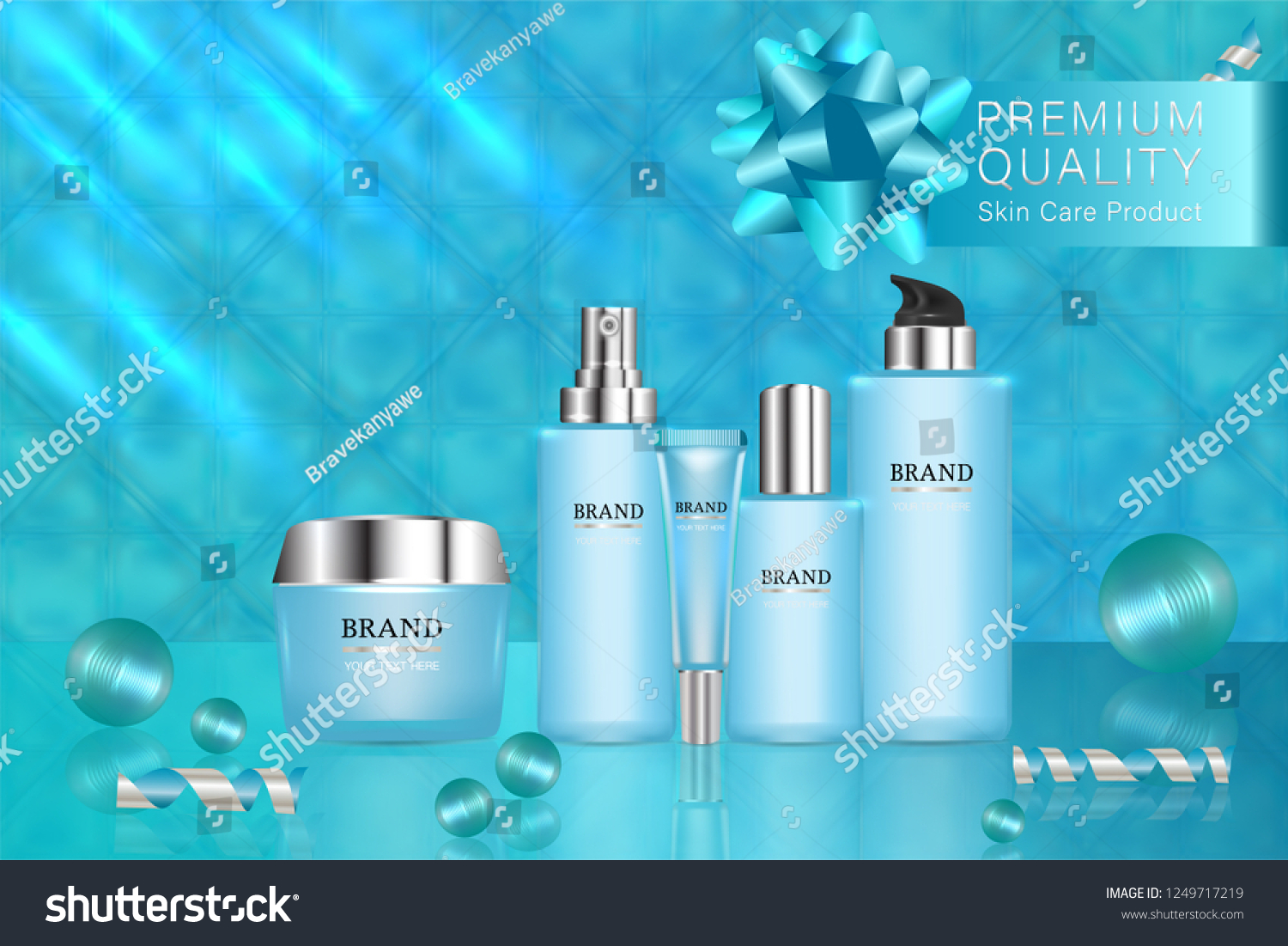 Beauty Product Blue Cosmetic Containers Advertising Stock Vector ...