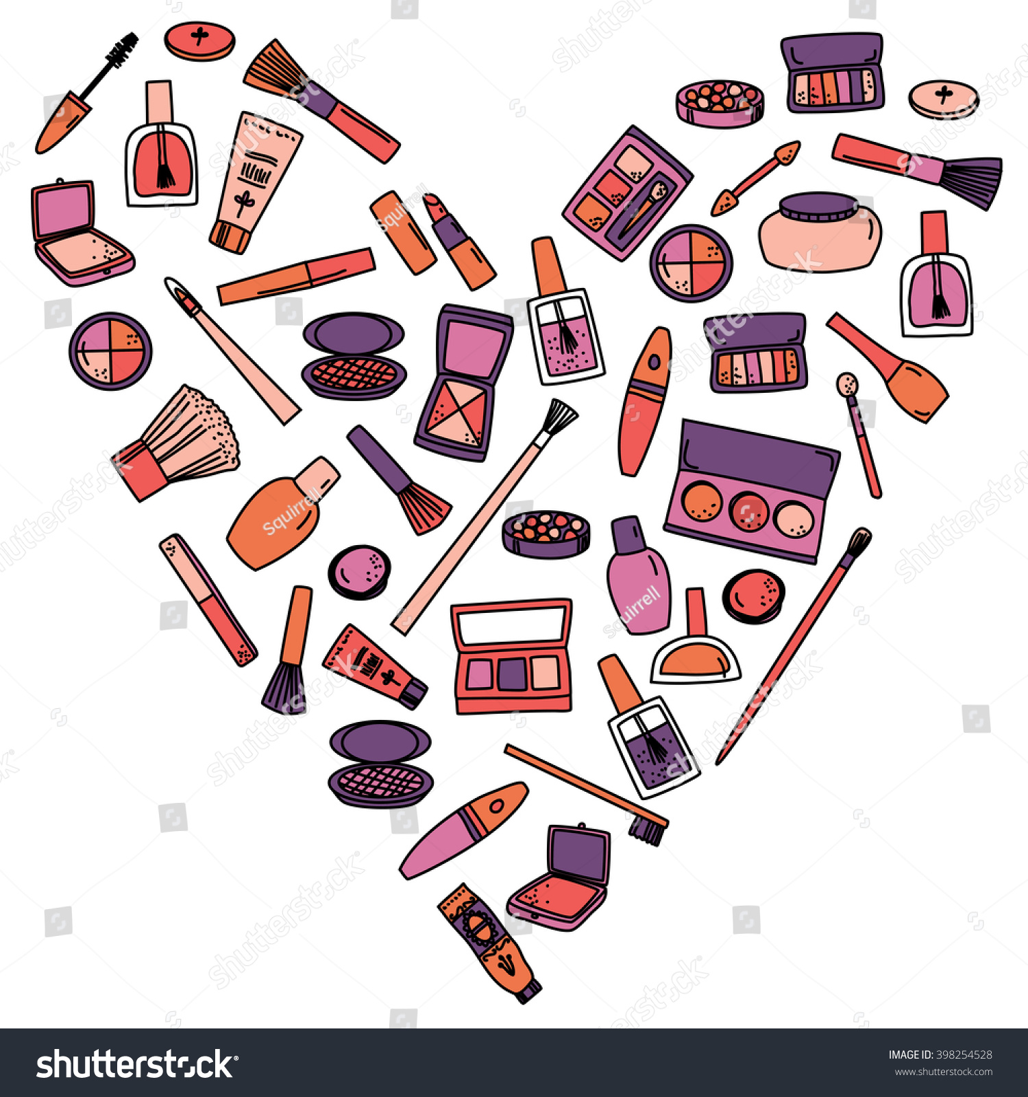 Beauty Products Cosmetics Hand Drawn Doodle Stock Vector Royalty Free