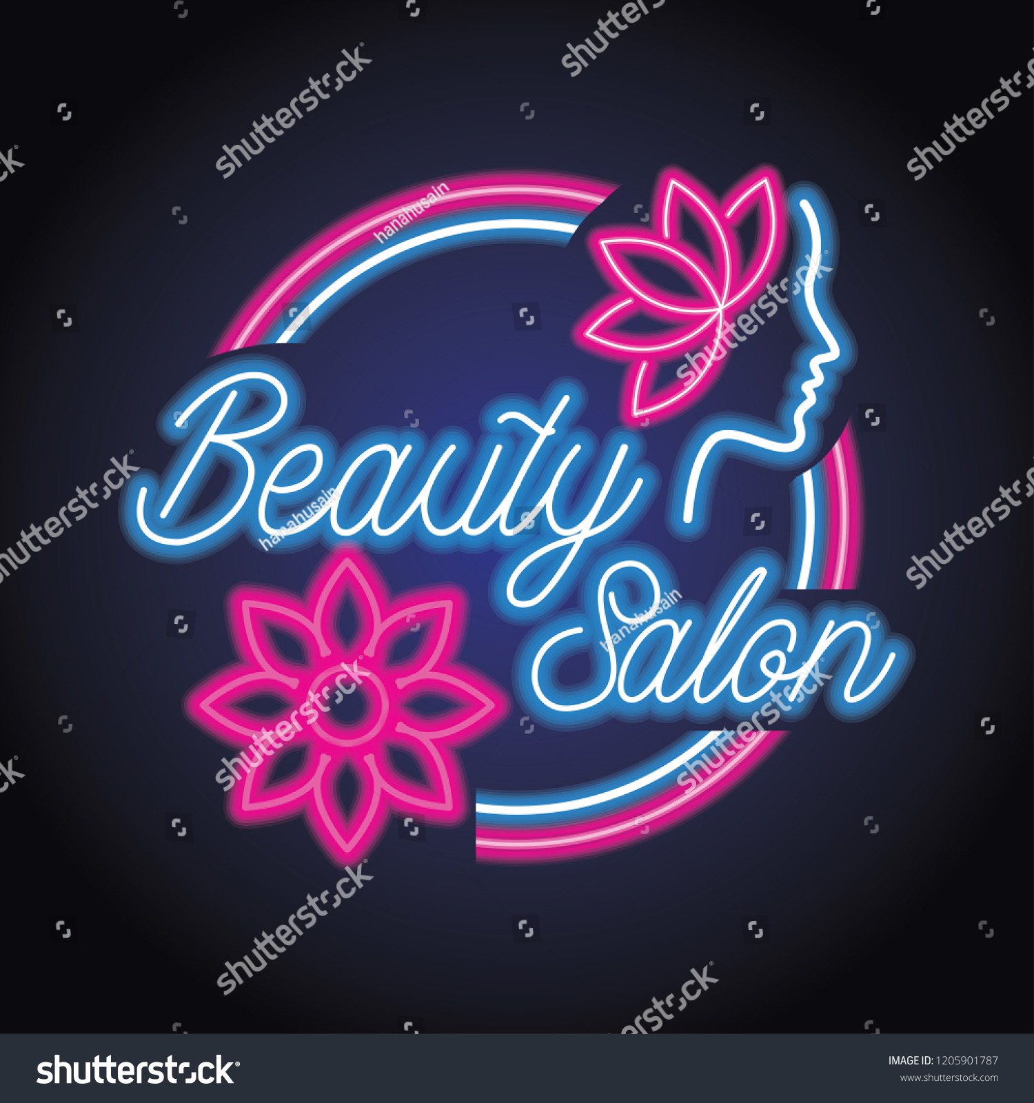 Beauty Salon Logo Neon Light Effect Stock Vector (Royalty Free) 1205901787