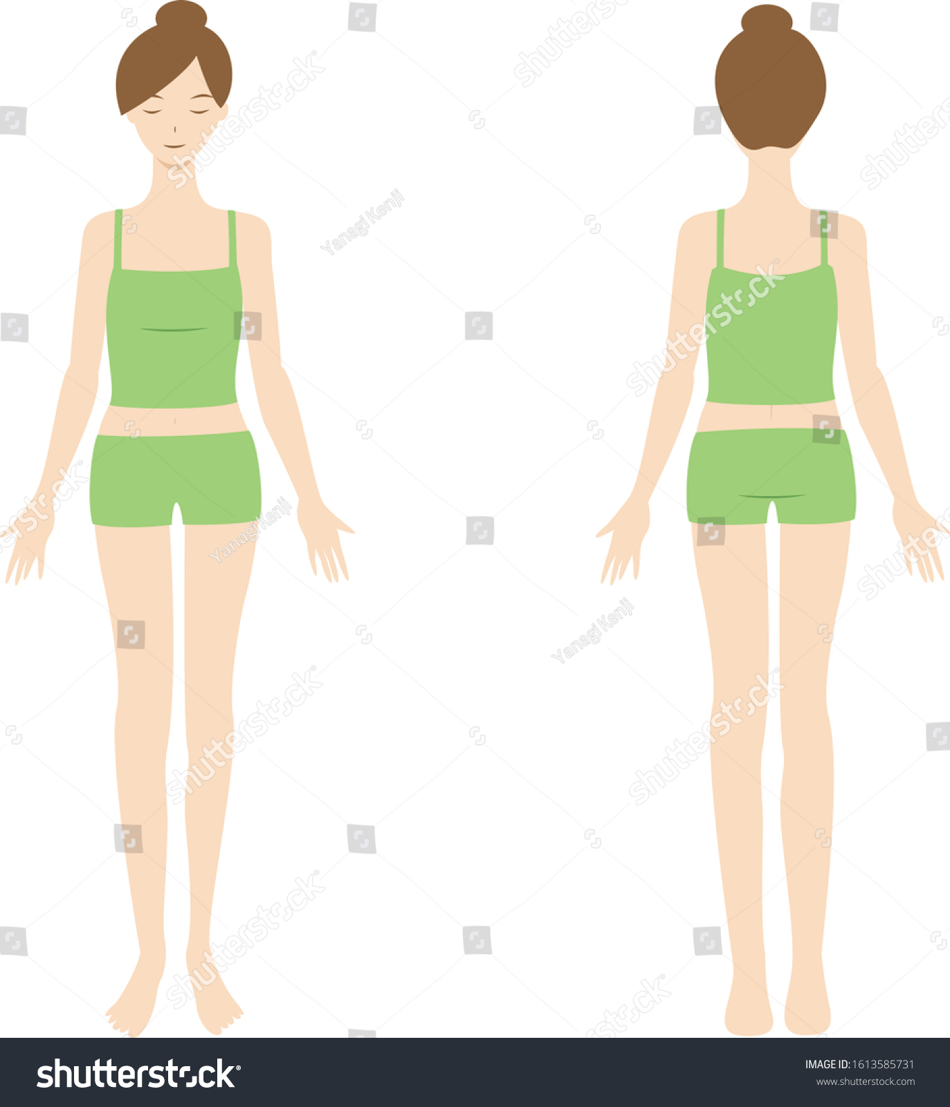 Beauty Woman Body Model Front Back Stock Vector (Royalty Free ...