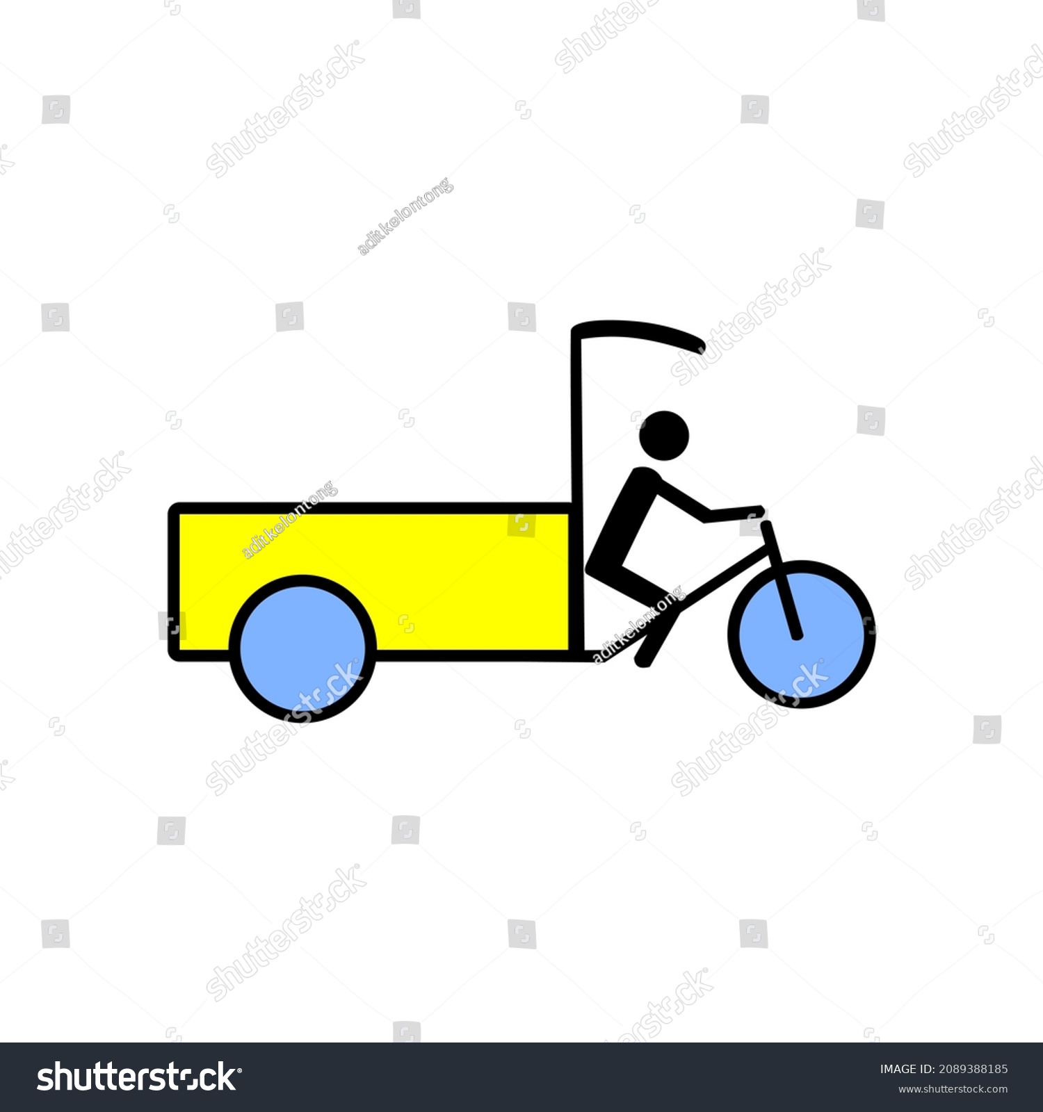 yellow cargo bike with blue wheels clip art preview