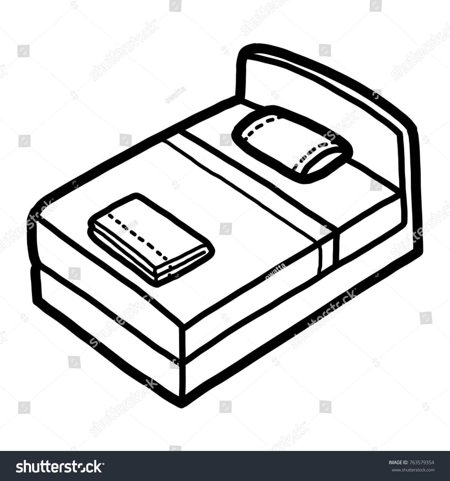 Bed Cartoon Vector Illustration Black White Stock Vector (Royalty Free