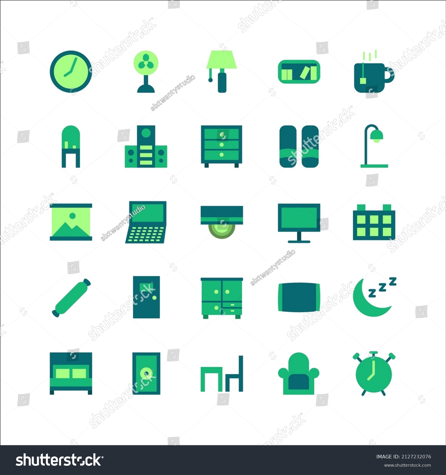 Bedroom Icon Set Vector Flat Website Stock Vector (Royalty Free