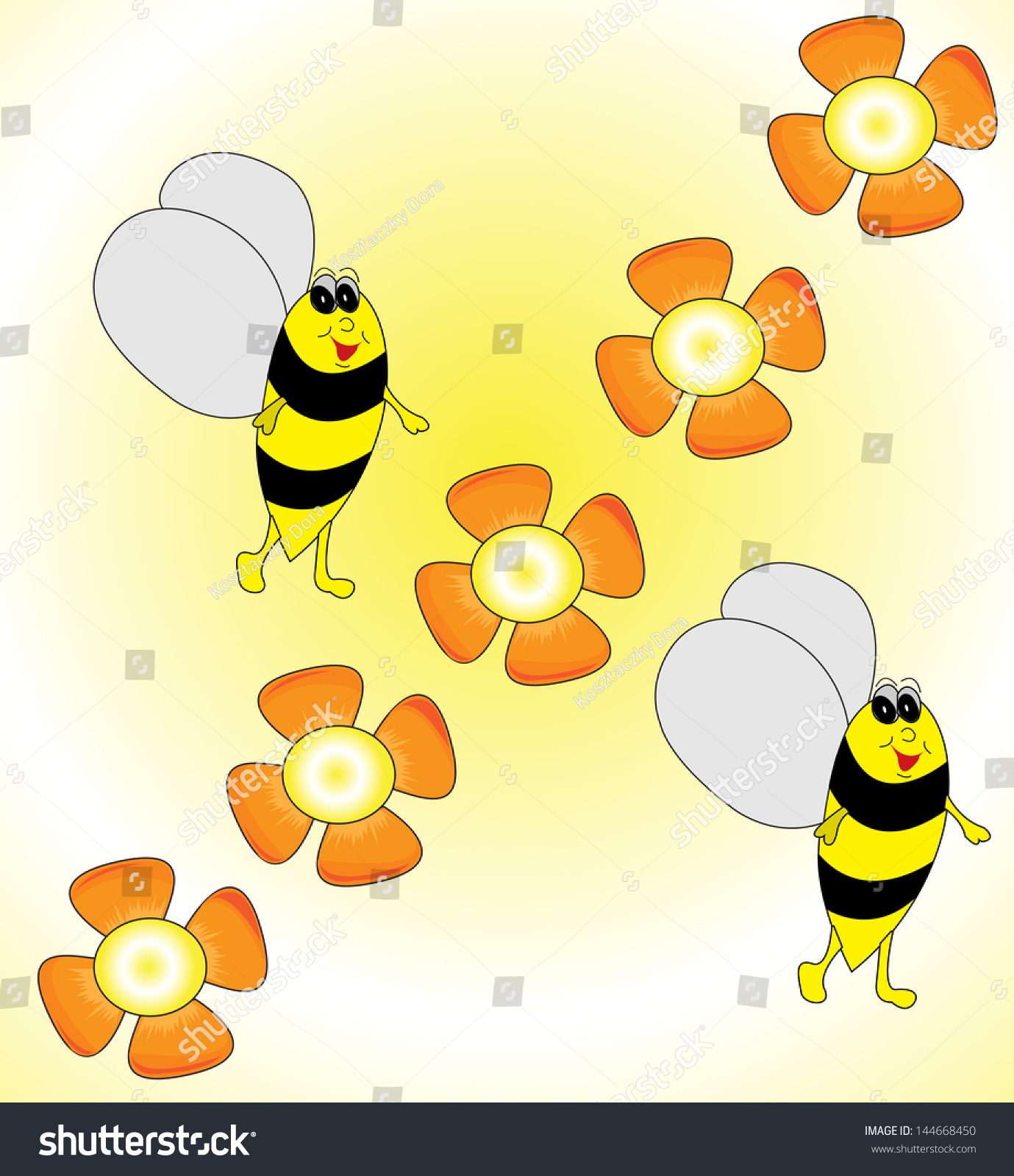 Bee Flower Background Stock Vector 144668450 - Shutterstock