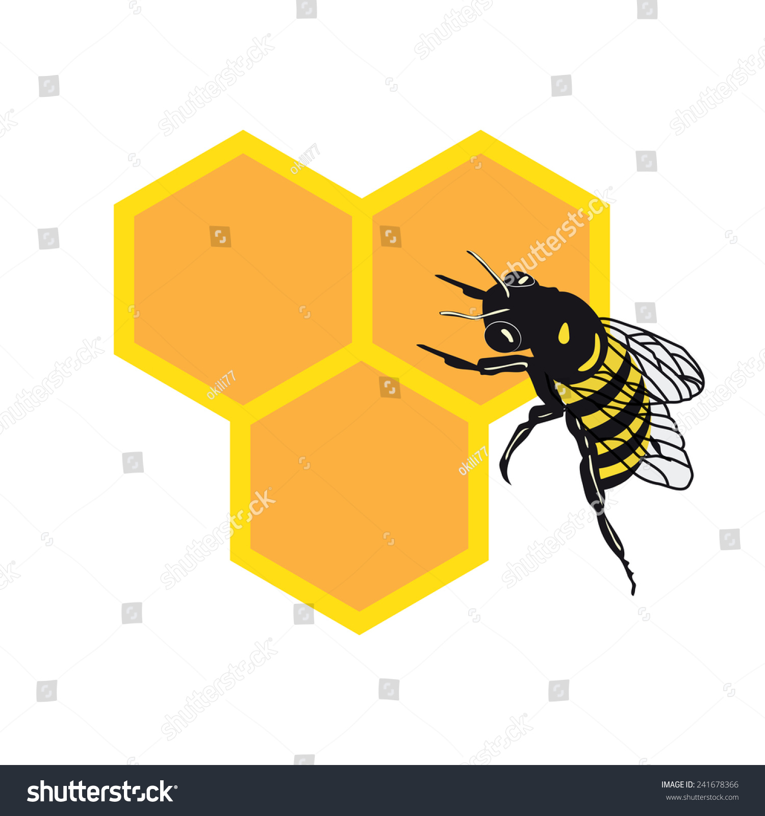 Bee Honey Comb Illustration Vector Stock Vector 241678366 - Shutterstock