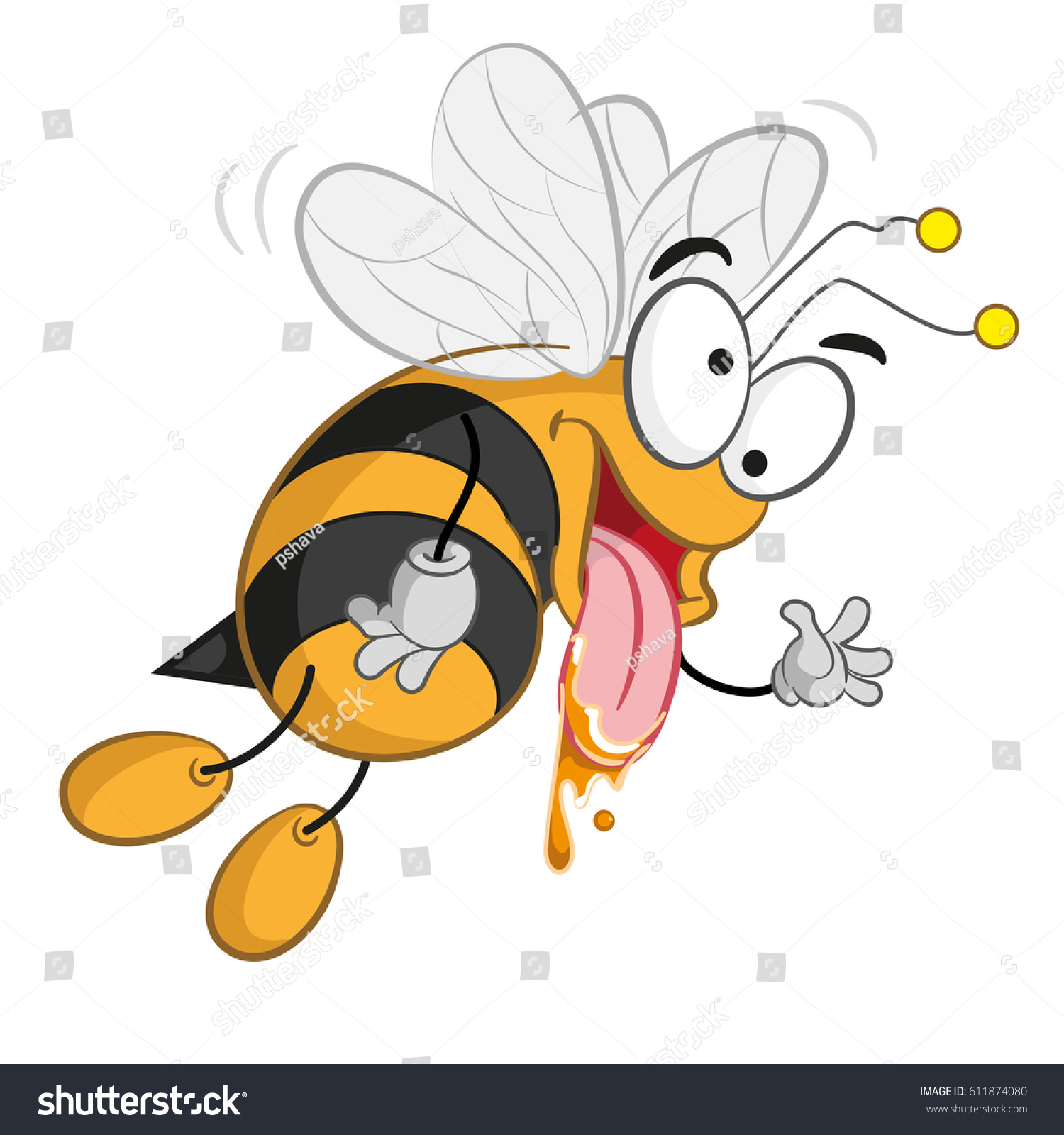 Bee Crazy Smile Cartoon Vector De Stock Libre De Regalías 611874080 Shutterstock 5540