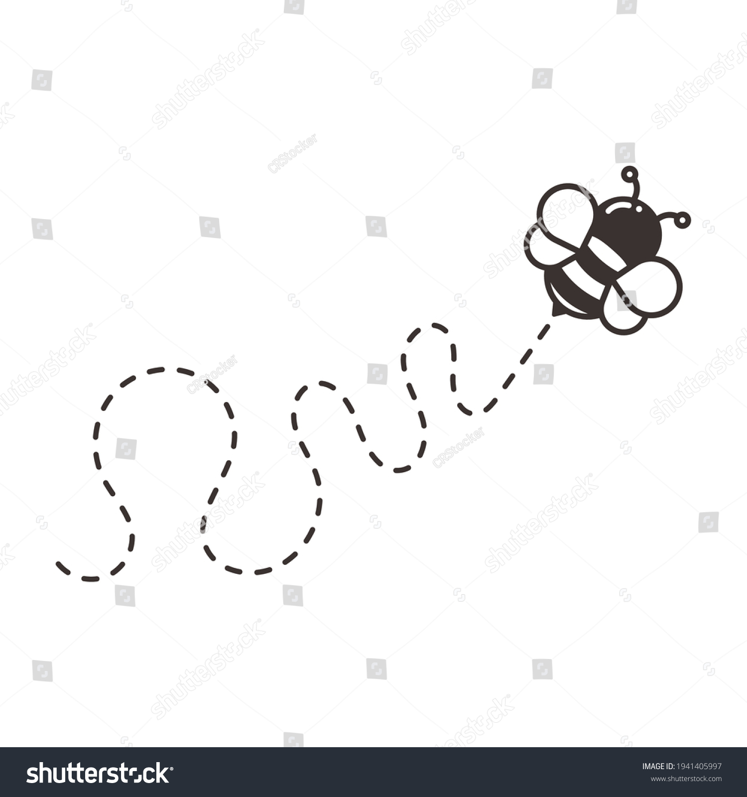 Bee Flying Path Vector Bee Flying Stock Vector Royalty Free Shutterstock