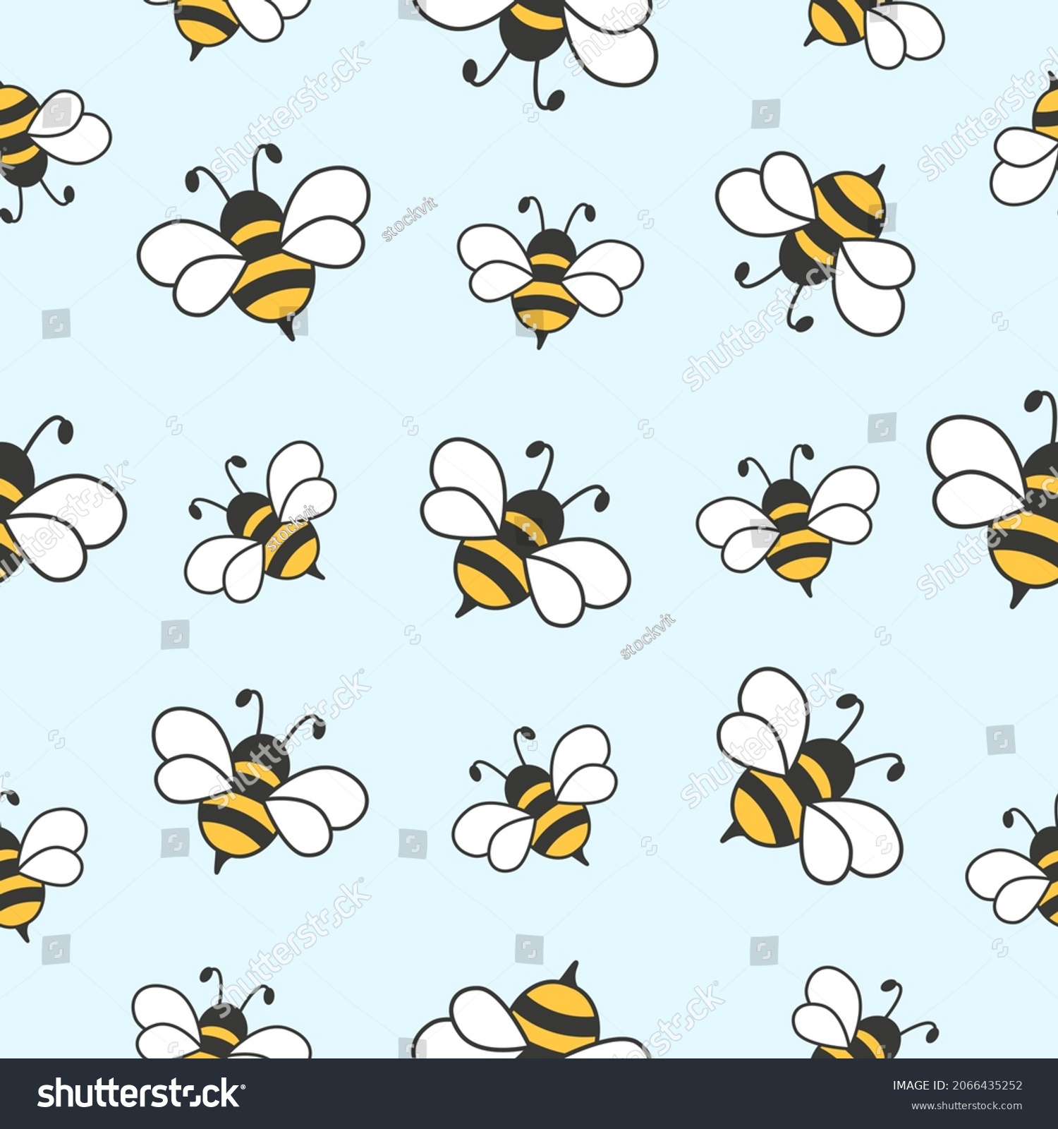 Bee Flying Seamless Pattern Cute Bumblebee Stock Vector (Royalty Free ...