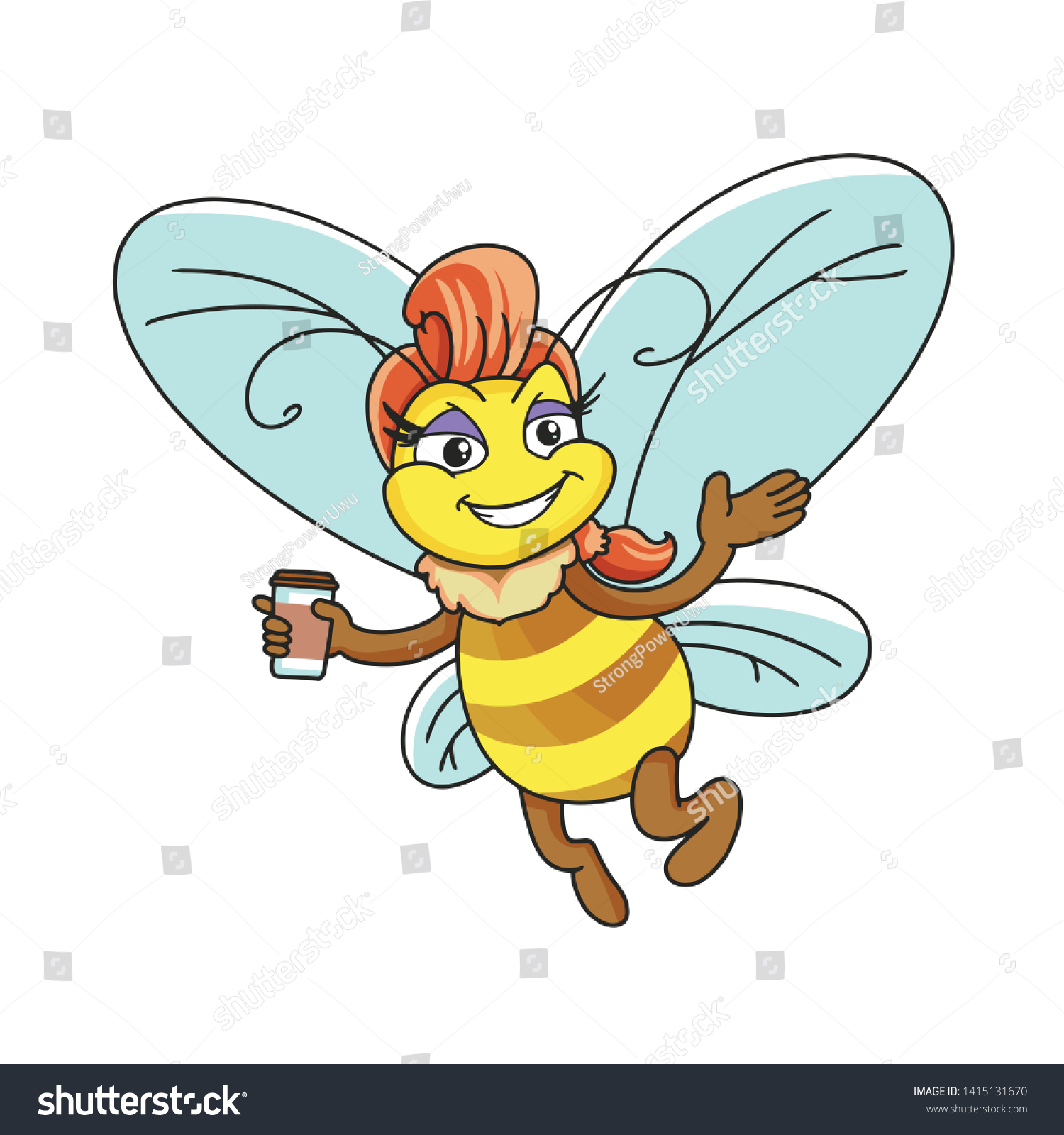 Bee Girl Cartoon Hand Drawn Illustration 스톡 벡터 로열티 프리 1415131670 Shutterstock