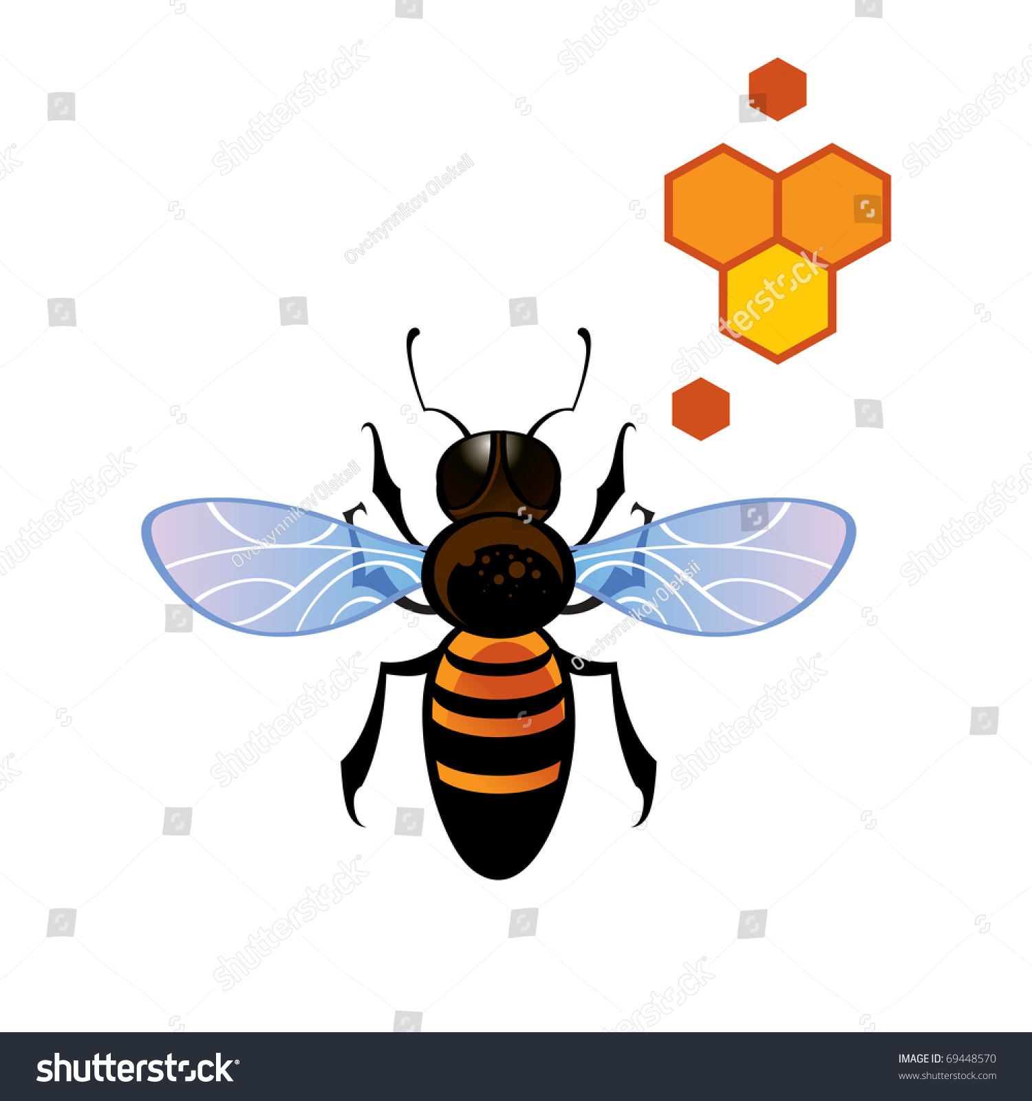 Bee Honey Comb - Working Insect Bee Stock Vector Illustration 69448570 ...