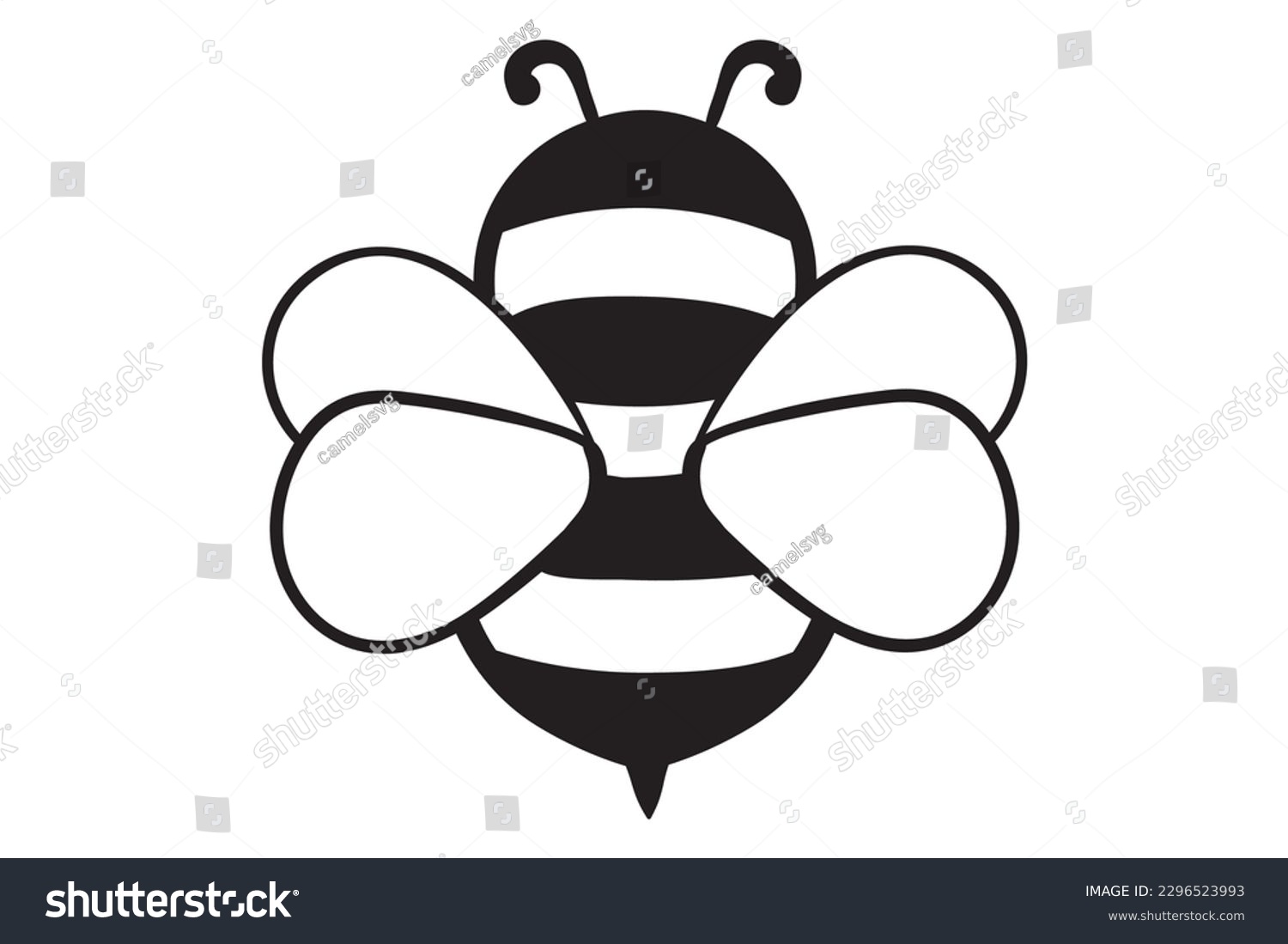 SVG of Bee, Honeybee, Handwritten Bee, Bumble Bee Svg, Honey bee, insect, animal, flying, fly, cute, wings, wing, bumblebee, bumble, honeybee, bug, black svg