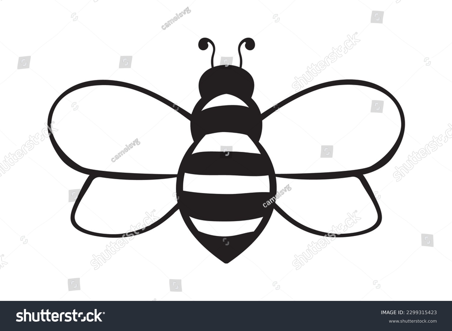 SVG of Bee, Honeybee, Handwritten Bee, Bumble Bee Svg, Honey bee, insect, animal, flying, fly, cute, wings, wing, bumblebee, bumble, honeybee, bug, black svg