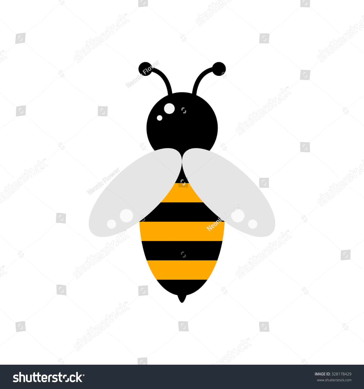 Bee Icon Isolated On White Background. Honey Flying Bee. Insect. Flat 