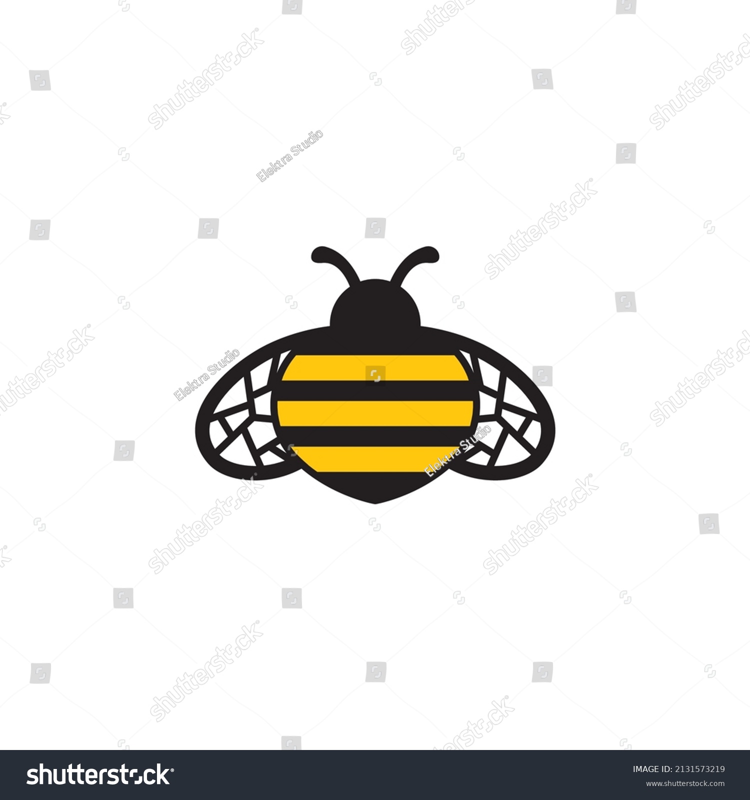 Bee Logo On White Background Stock Vector (Royalty Free) 2131573219 ...