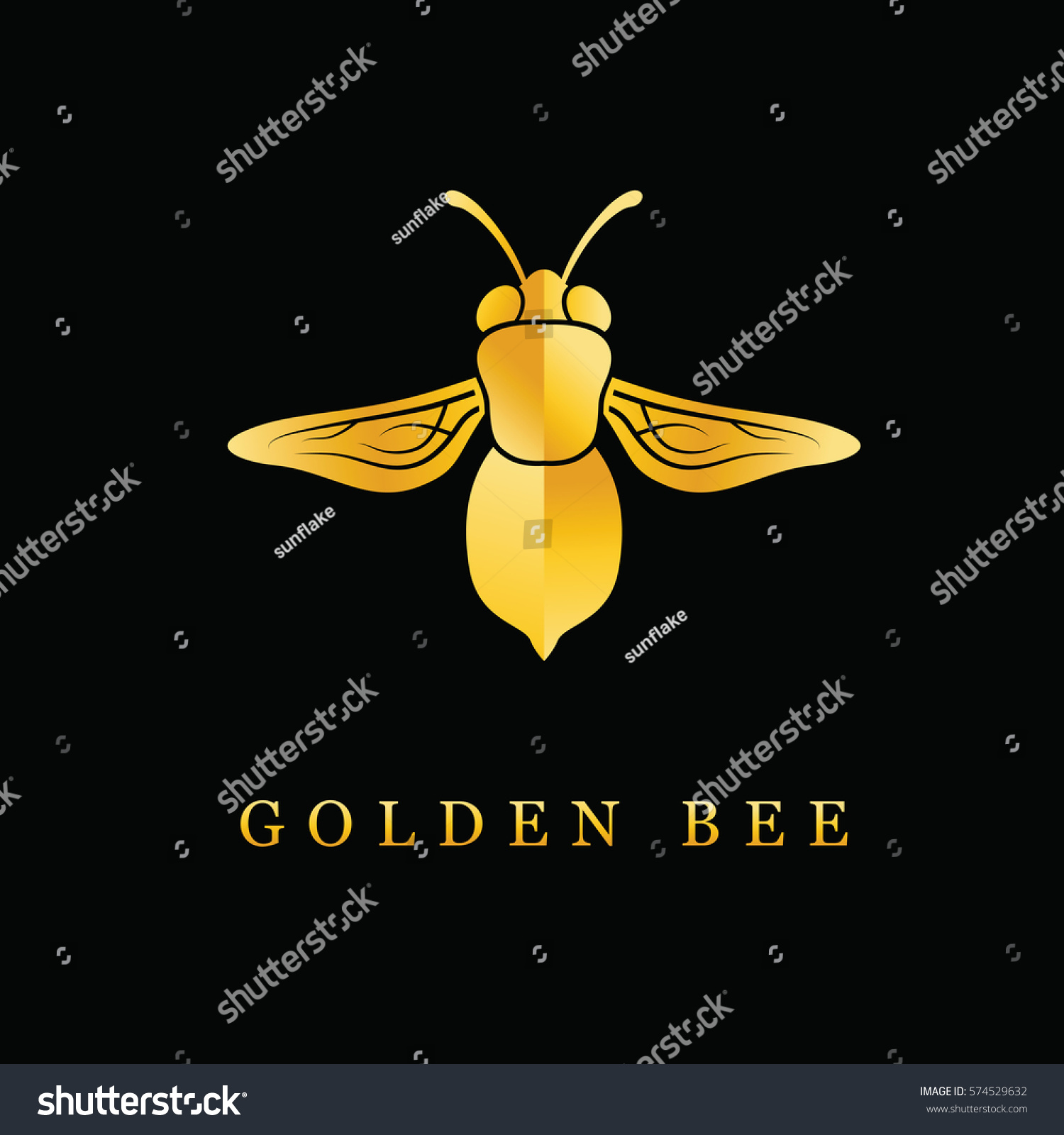 Bee Logo Vector Golden Bee Icon のベクター画像素材 ロイヤリティフリー