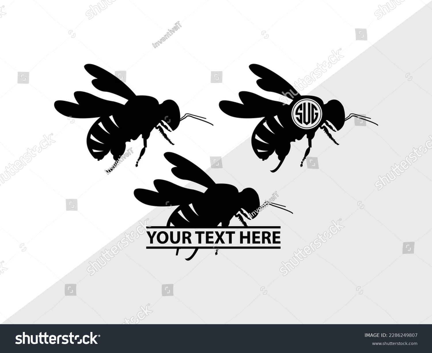 SVG of Bee Monogram Vector Illustration Silhouette svg