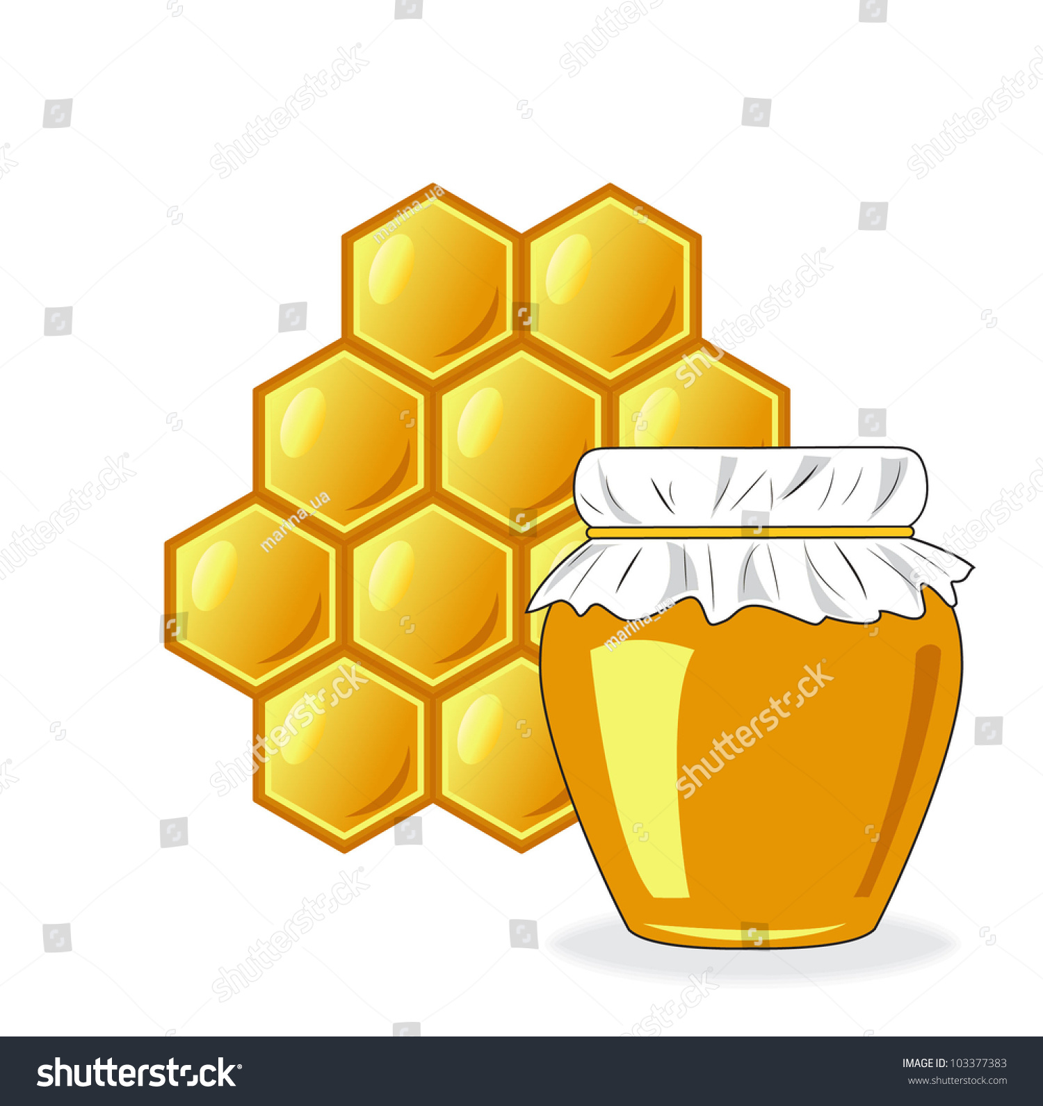 Bees Honeycomb Jar Honey Vector Illustration Stock Vector (Royalty Free ...